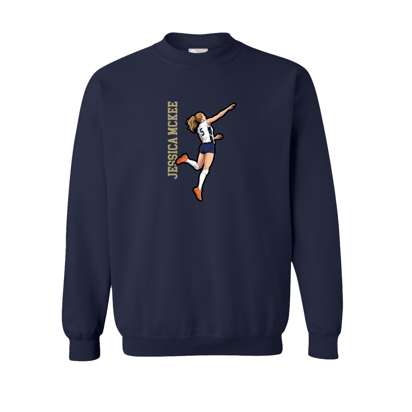 Fleece Crew — Name Vertical in Navy