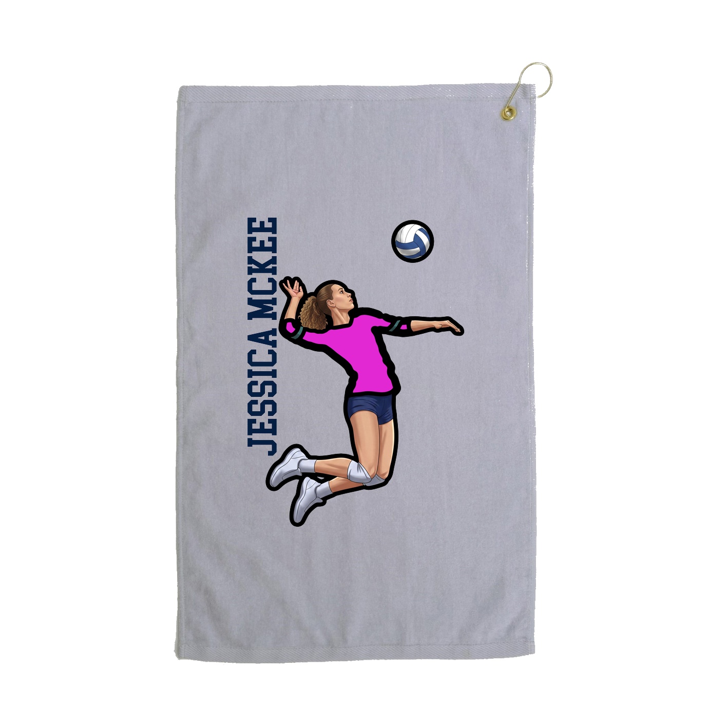 Golf Towel — Name Vertical in Grey