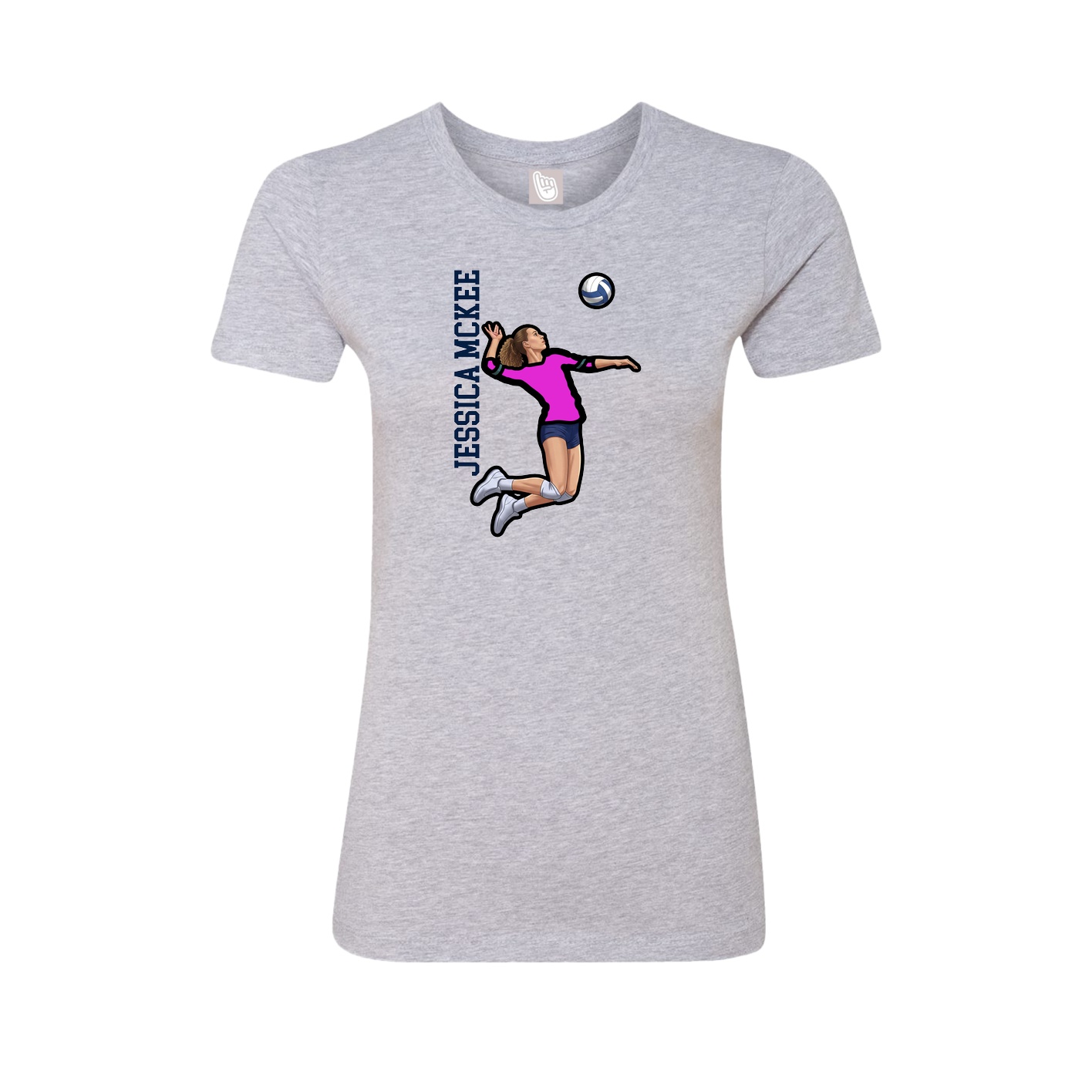 Womens Tee — Name Vertical in Grey