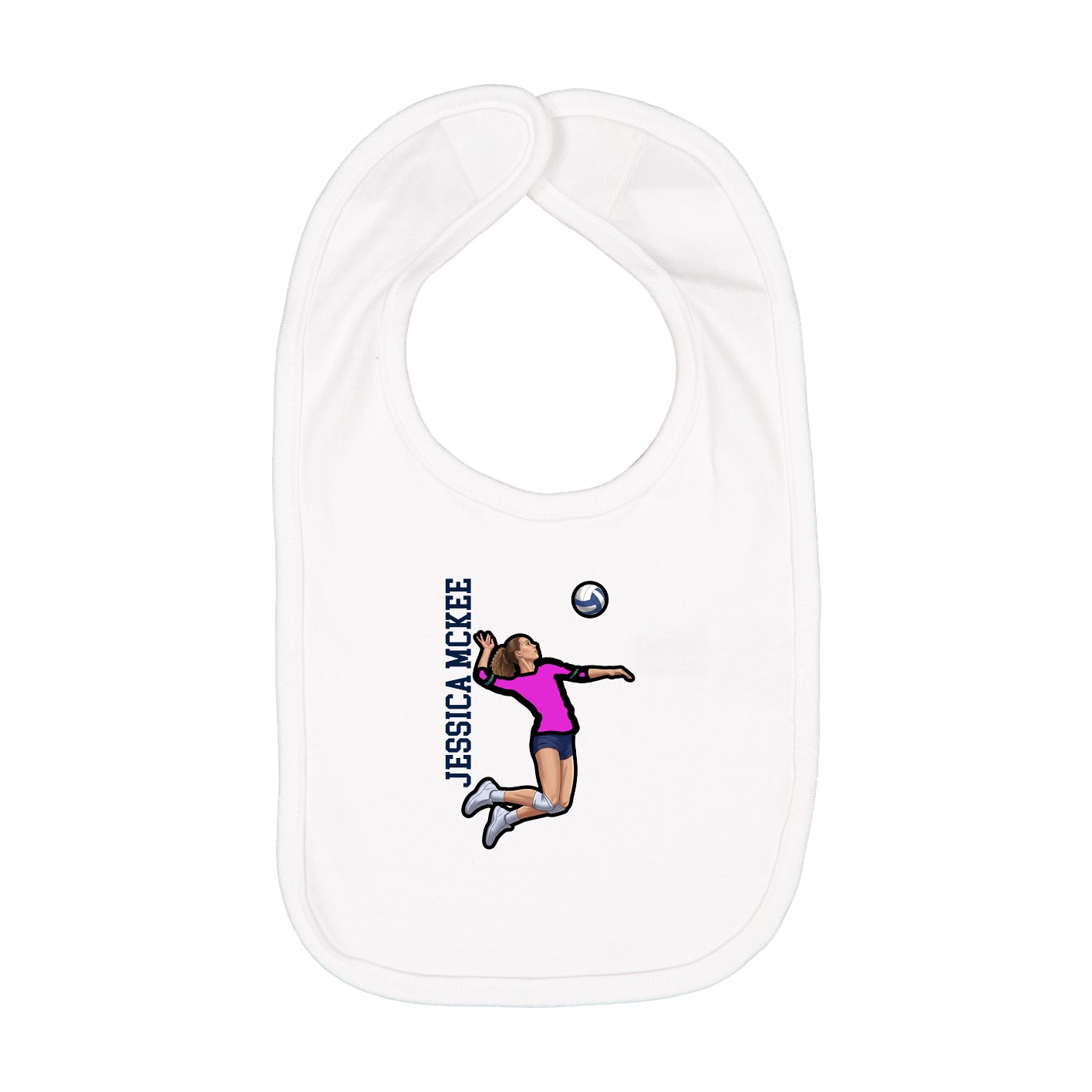 Infant Bib — Name Vertical in White