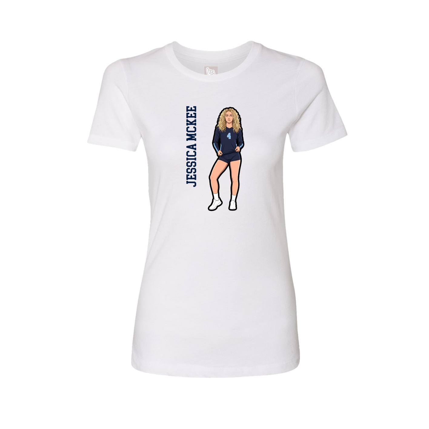 Womens Tee — Name Vertical in White