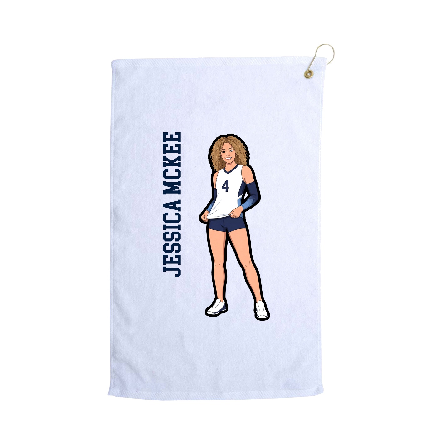 Golf Towel — Name Vertical in White
