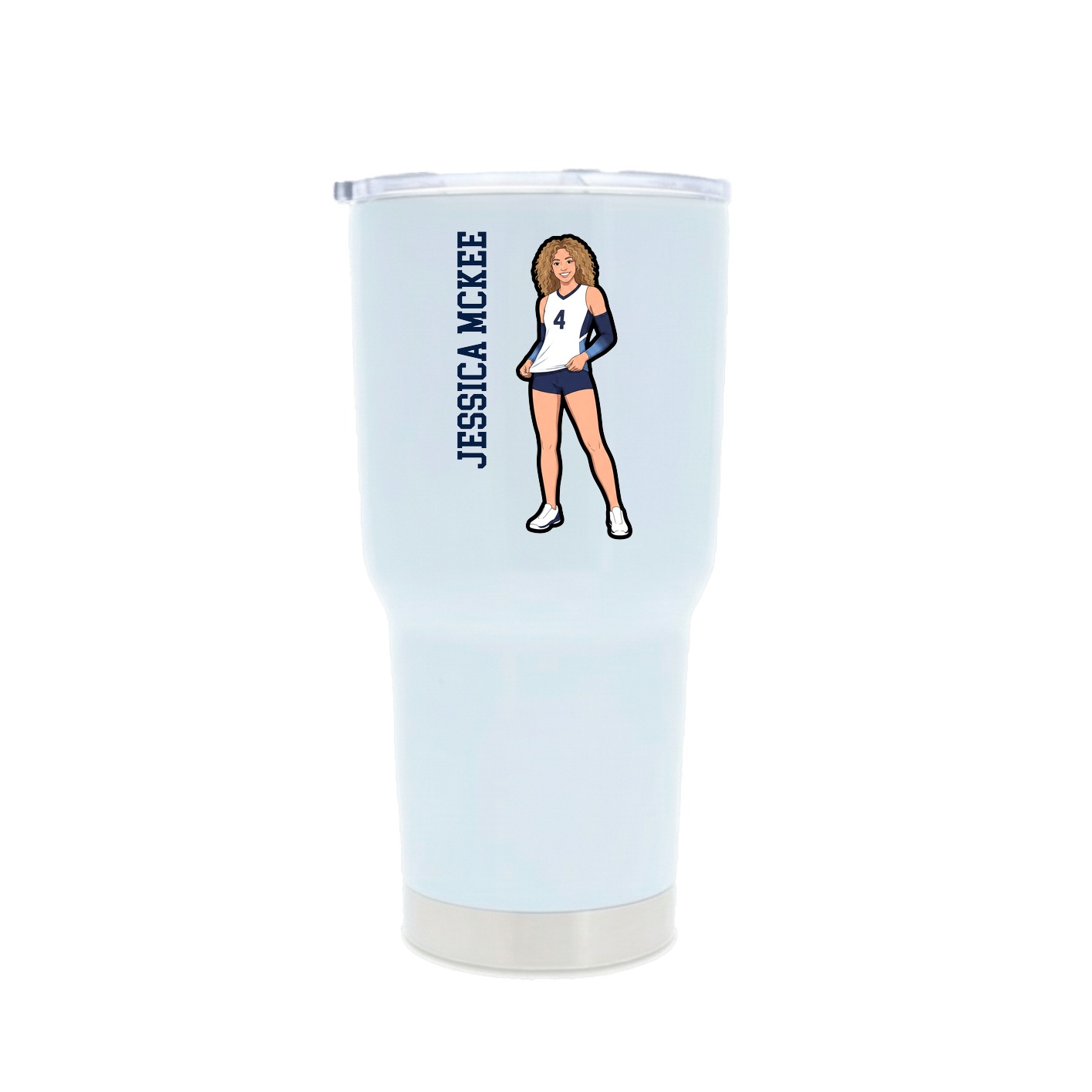 30oz Stainless Steel Tumbler — Name Vertical in White