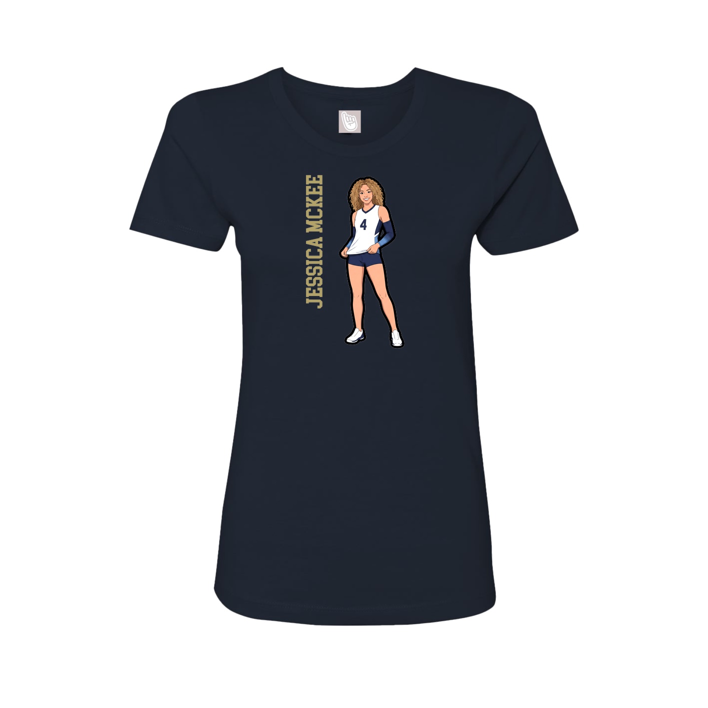 Womens Tee — Name Vertical in Navy