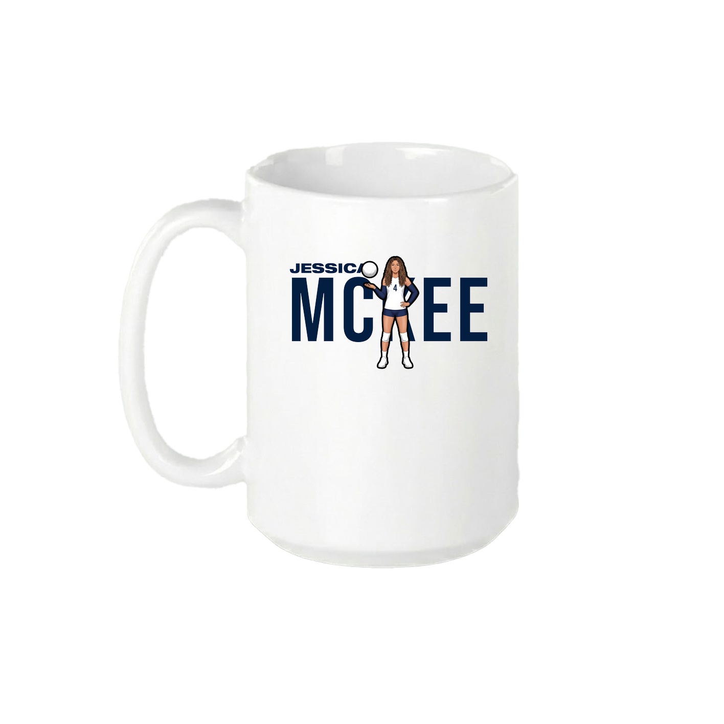 15oz Coffee Mug — Player Name in White