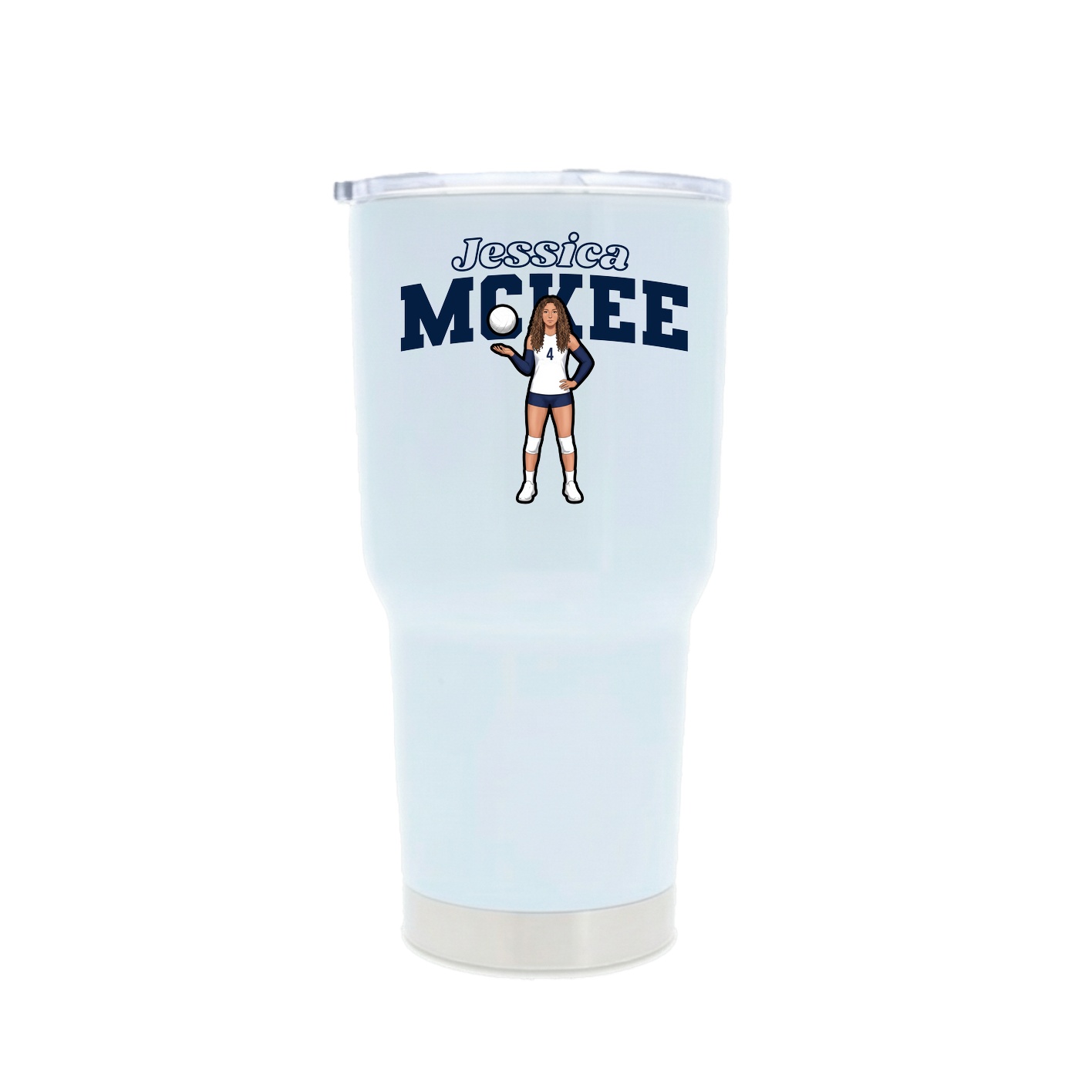 30oz Stainless Steel Tumbler — Name Arch in White