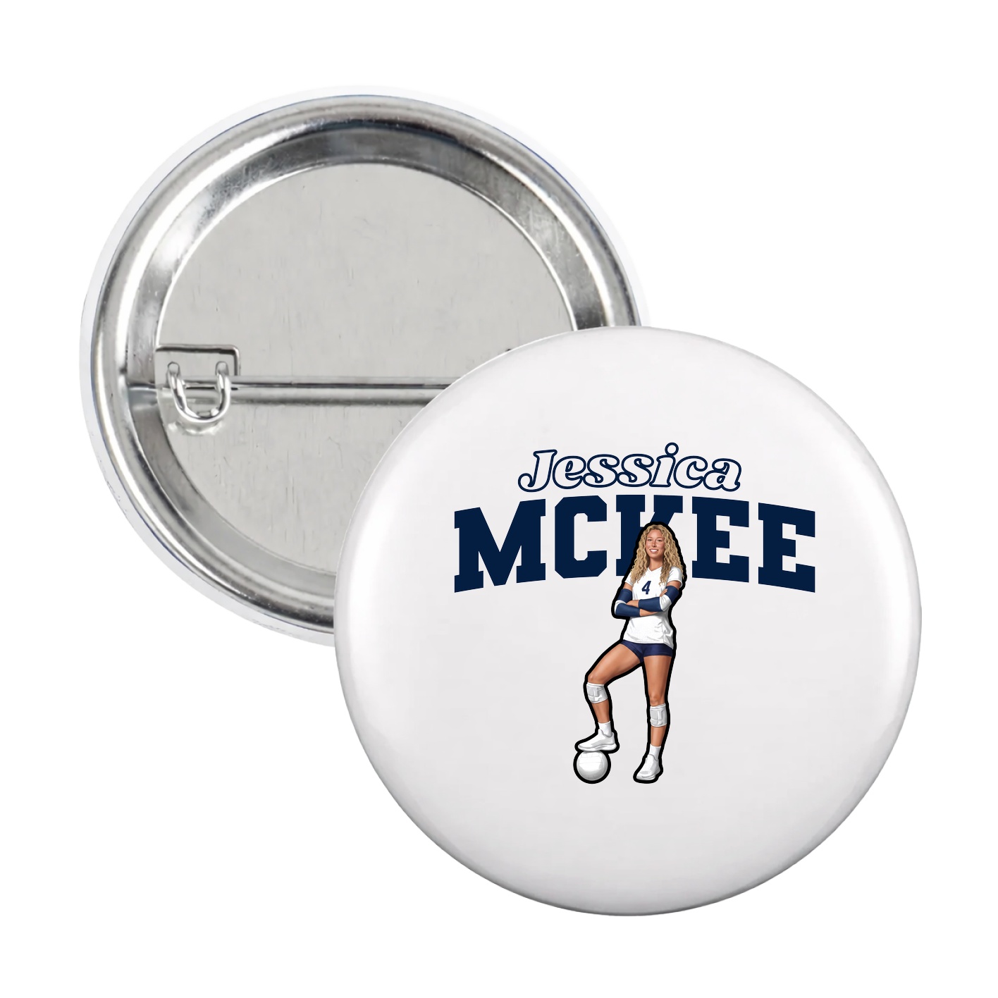Game Day Button — Name Arch in White