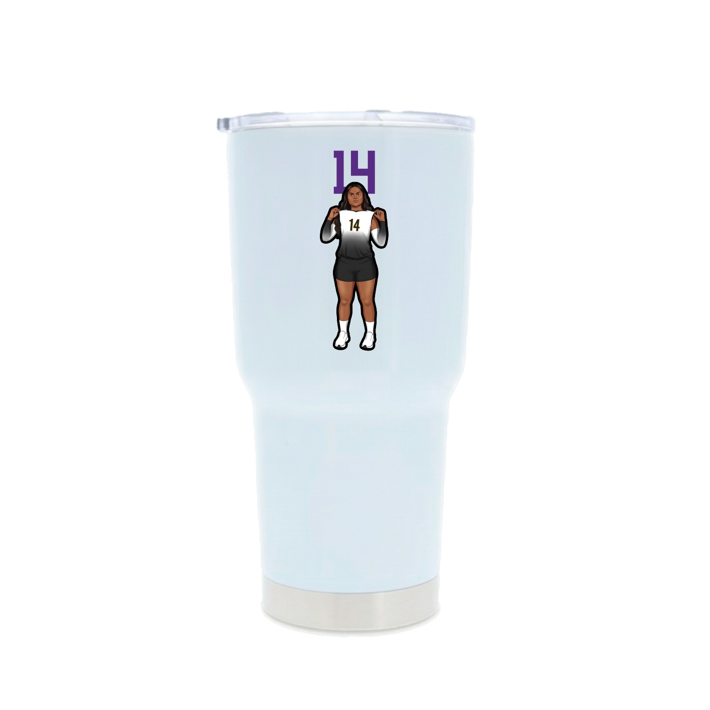 30oz Stainless Steel Tumbler — Number Top in White