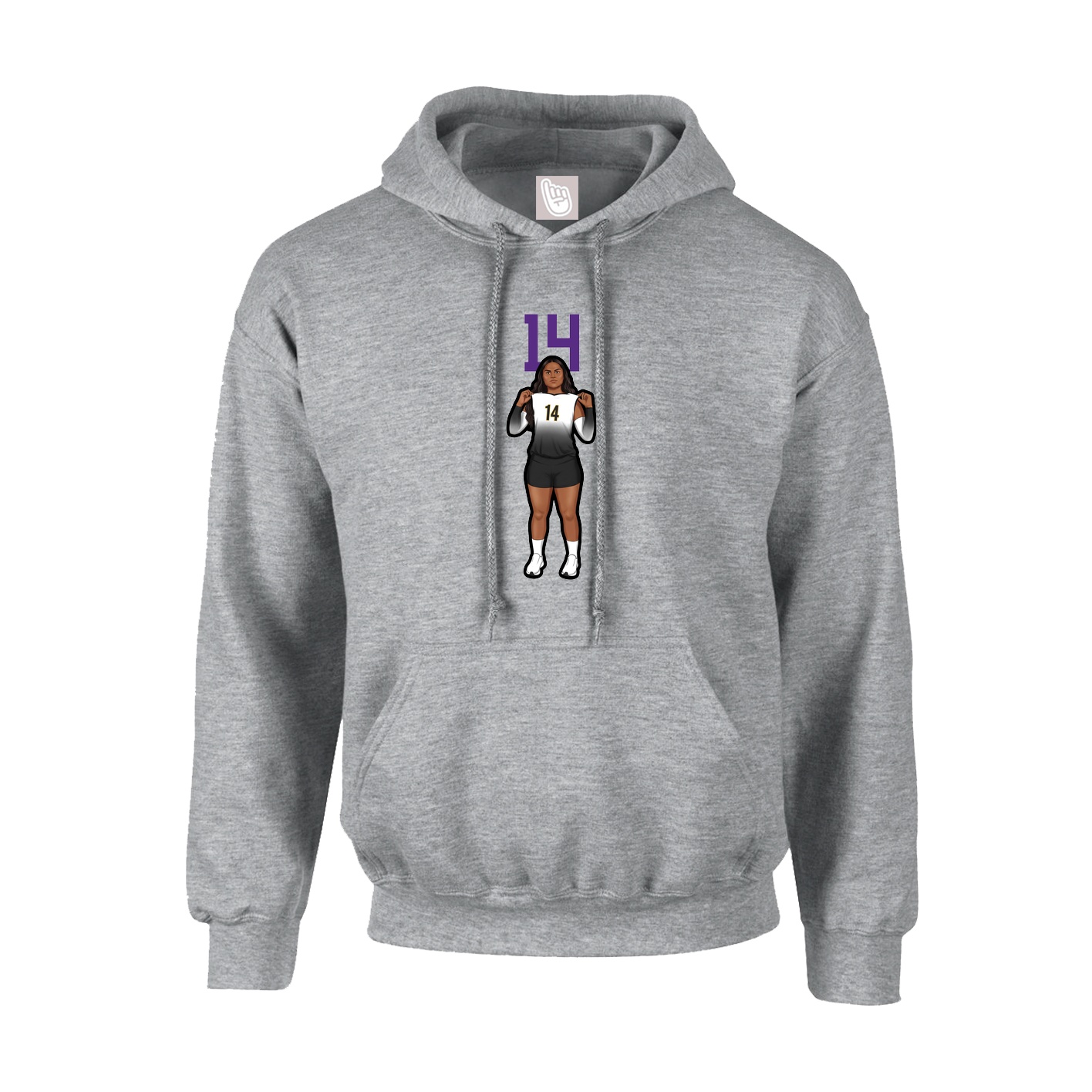 Youth Hoodie — Number Top in Grey