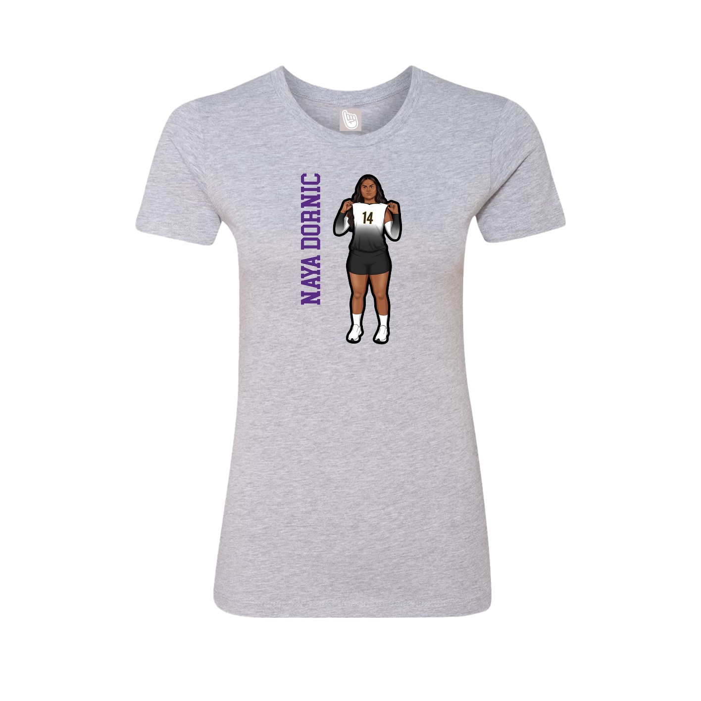 Womens Tee — Name Vertical in Grey