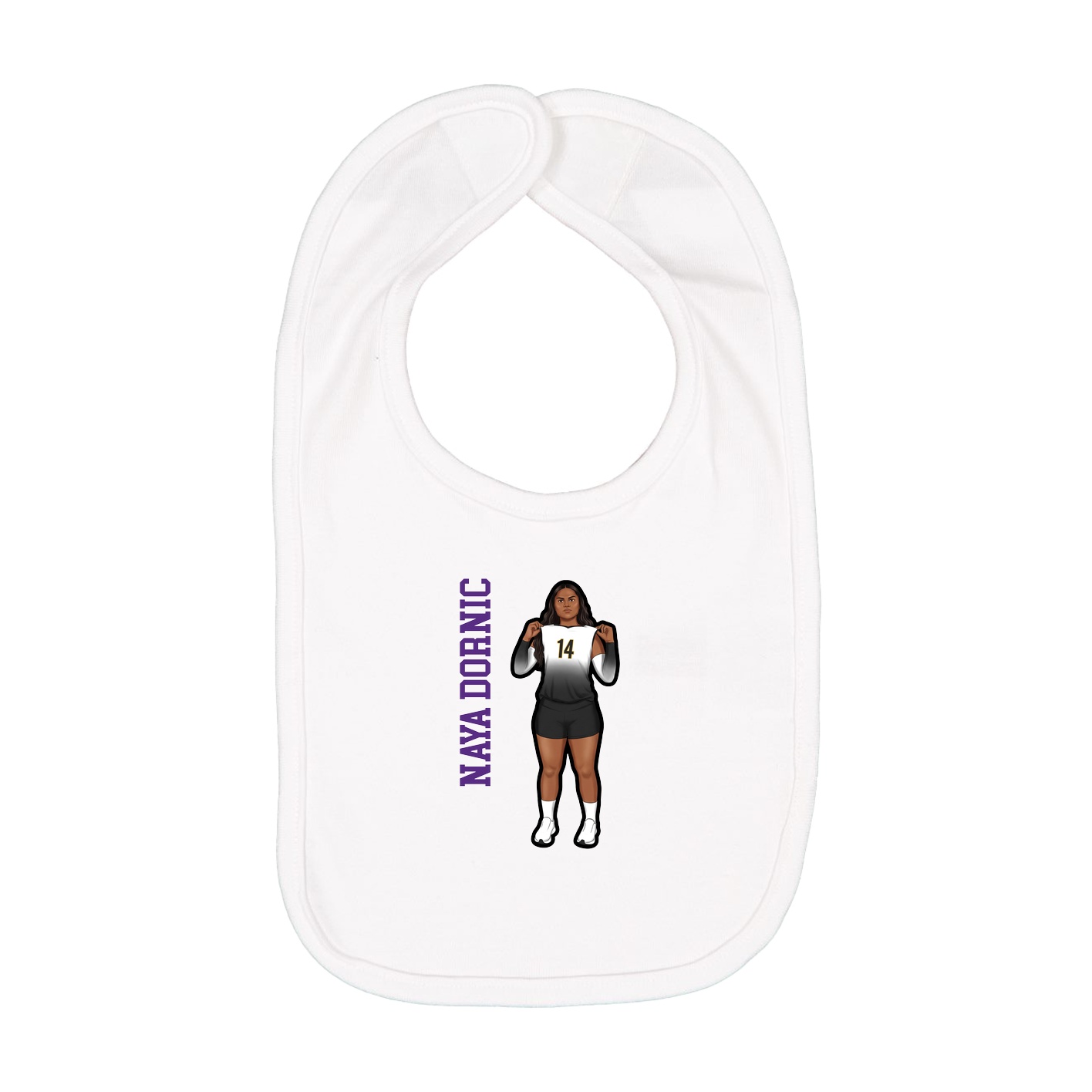 Infant Bib — Name Vertical in White