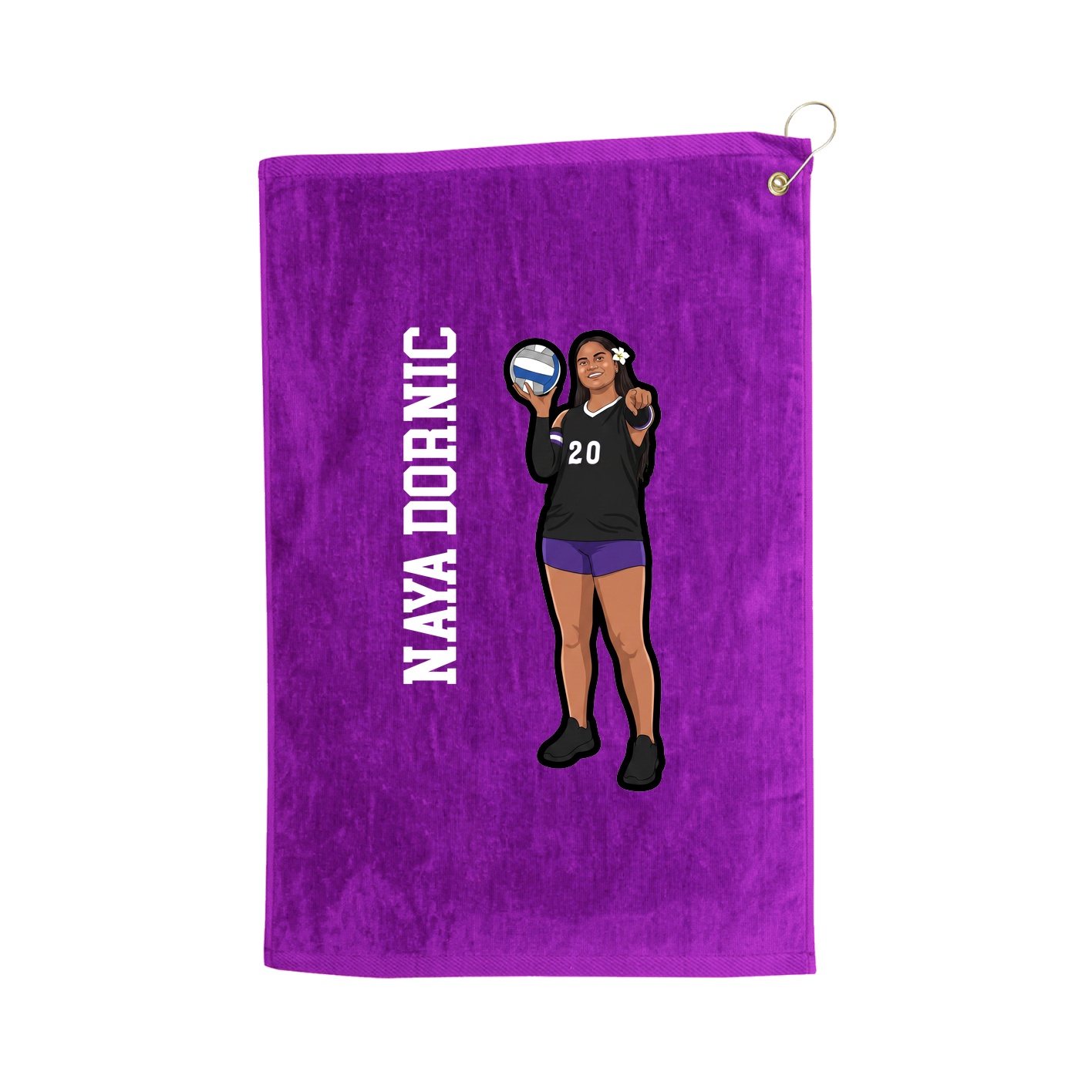 Golf Towel — Name Vertical in Purple