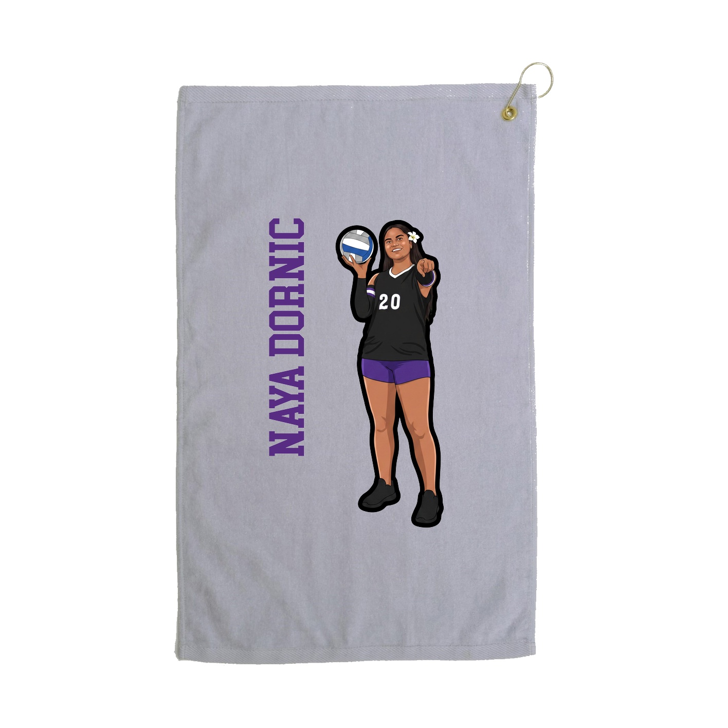 Golf Towel — Name Vertical in Grey