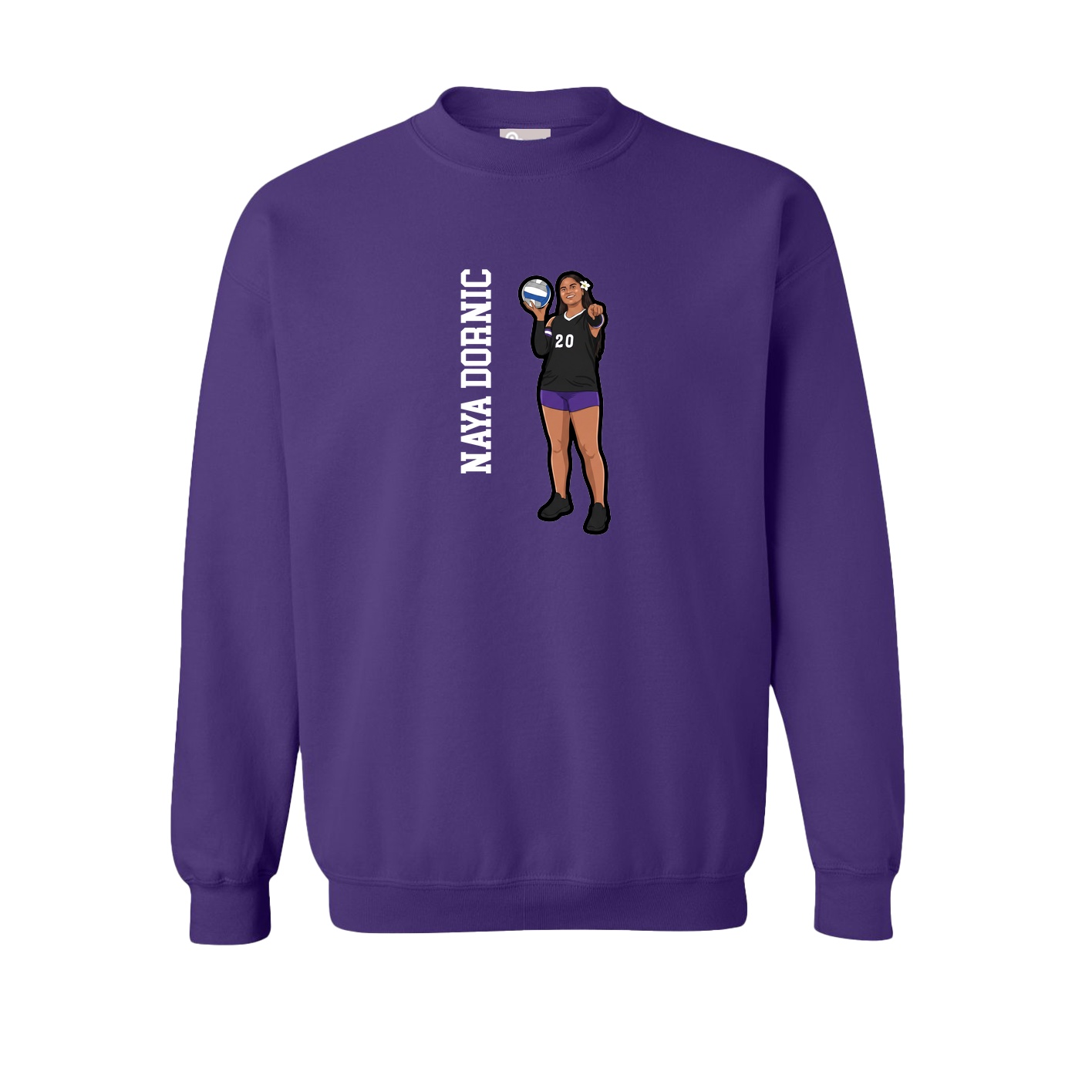 Fleece Crew — Name Vertical in Purple