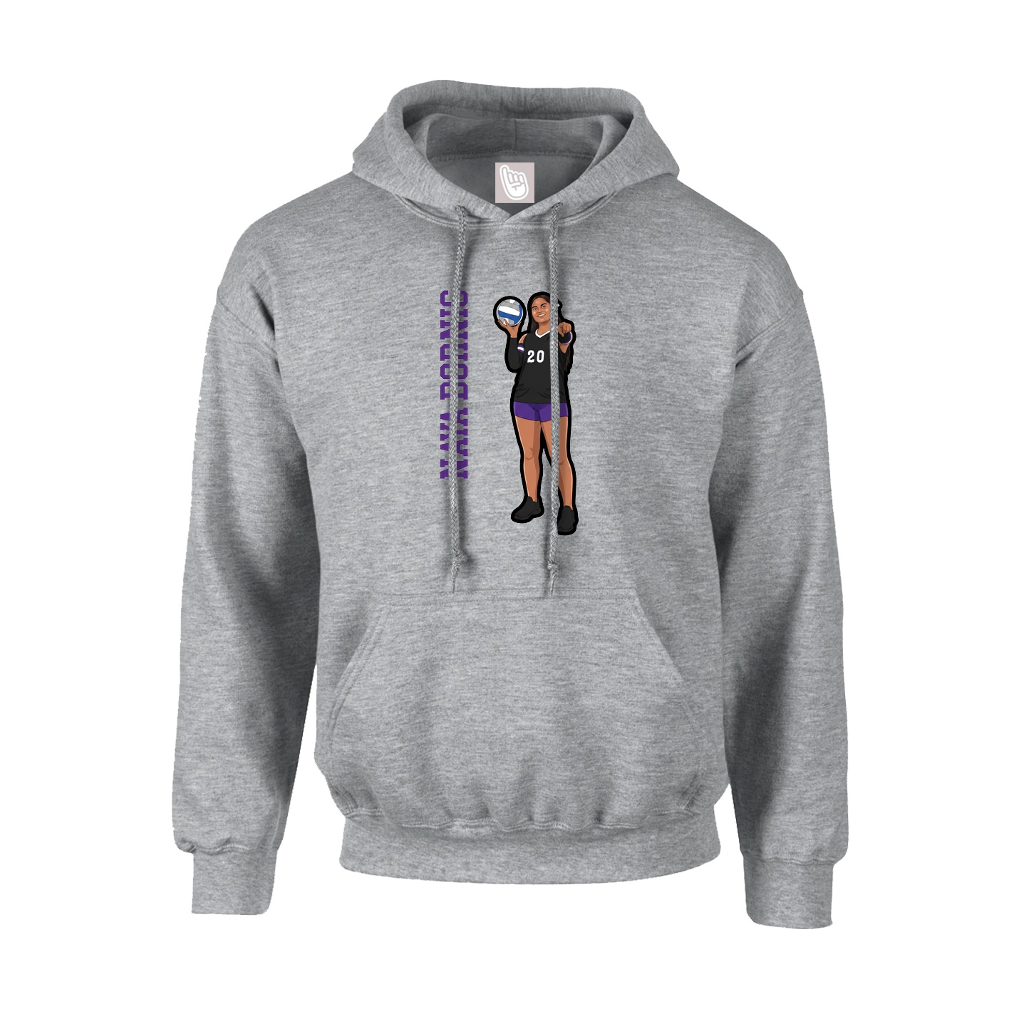 Youth Hoodie — Name Vertical in Grey