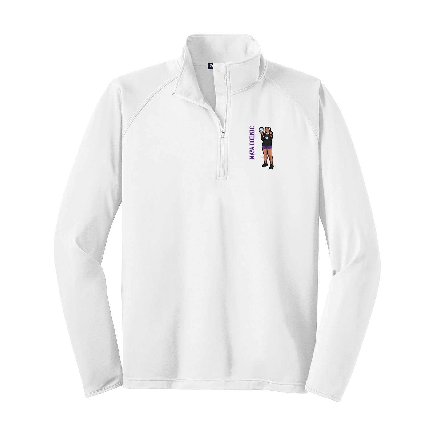 Q-Zip Pullover — Name Vertical in White