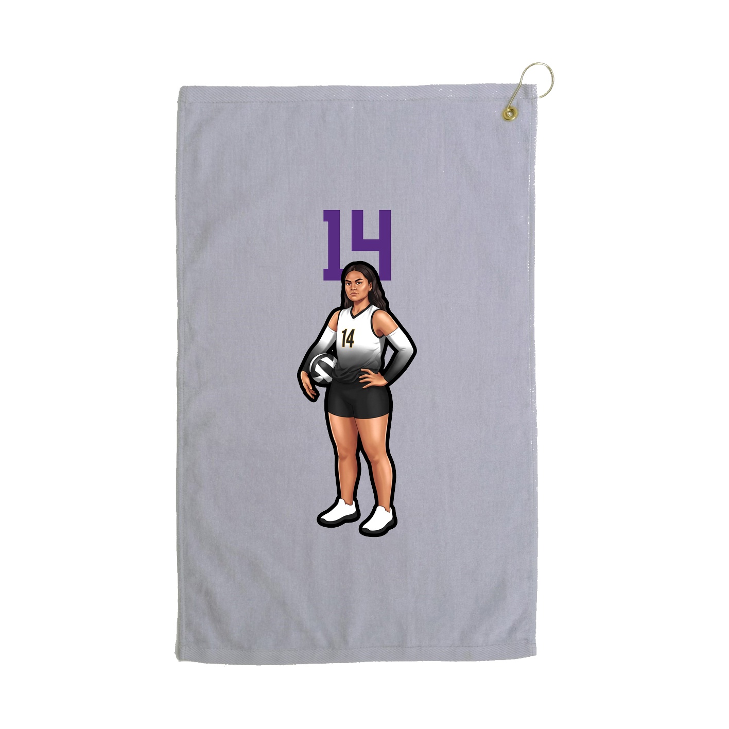 Golf Towel — Number Top in Grey