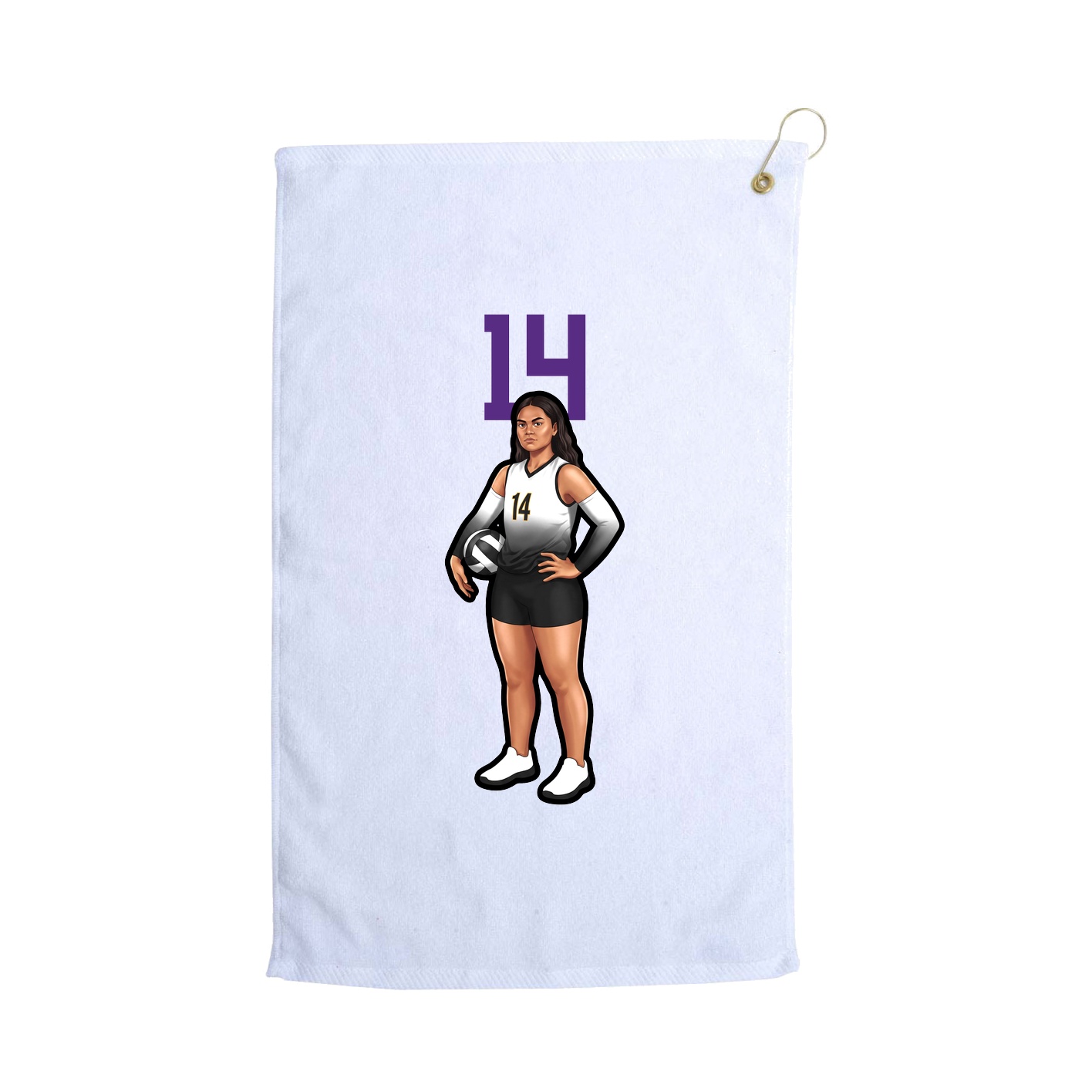 Golf Towel — Number Top in White