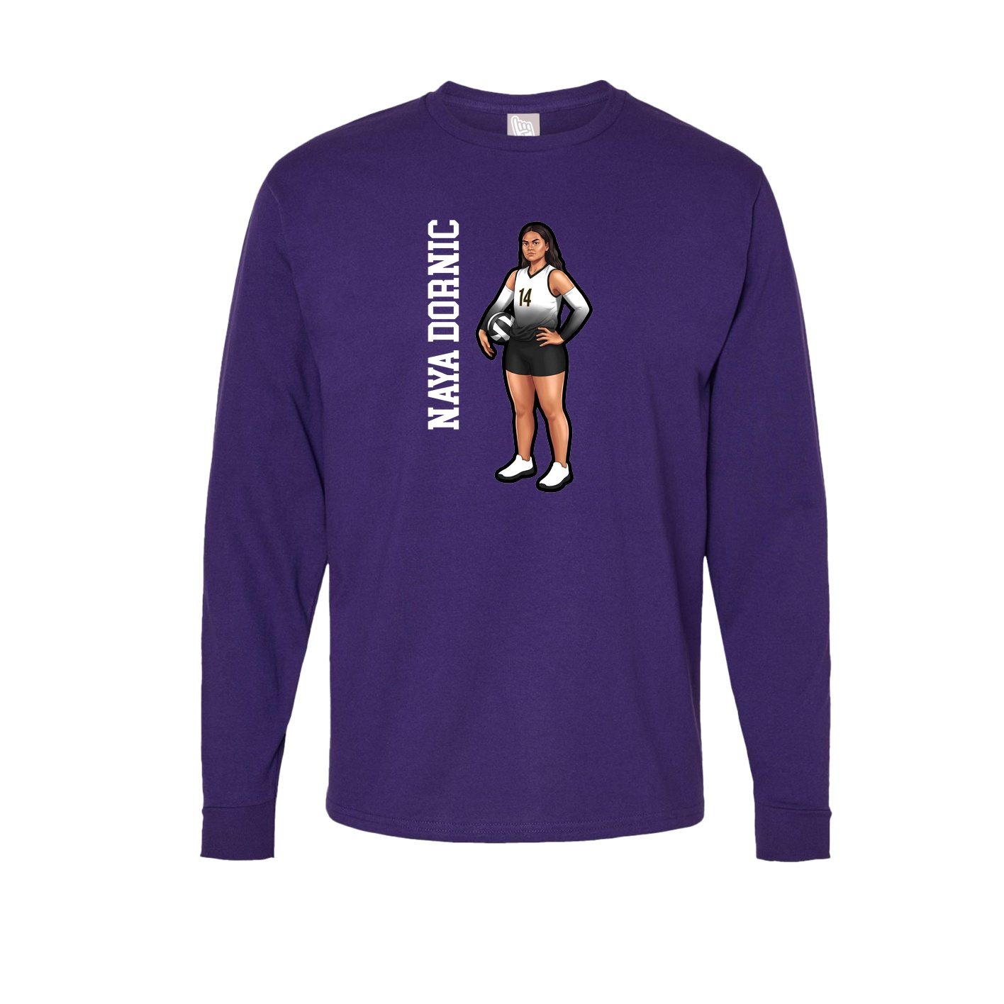 Long Sleeve Tee — Name Vertical in Purple