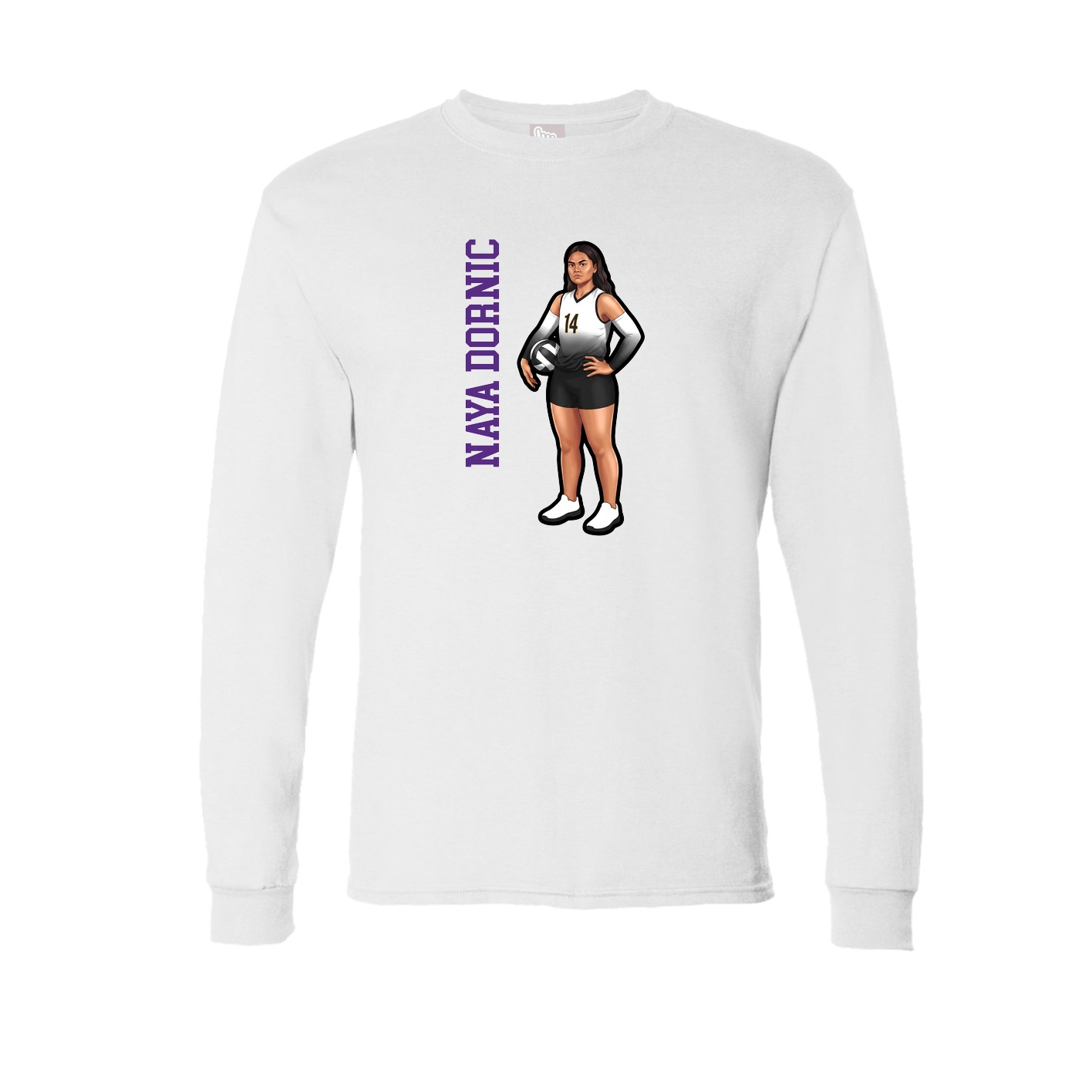 Long Sleeve Tee — Name Vertical in White