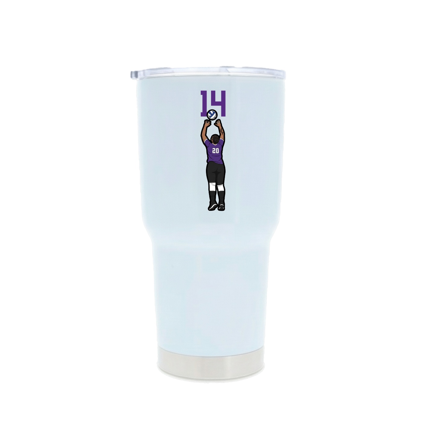 30oz Stainless Steel Tumbler — Number Top in White
