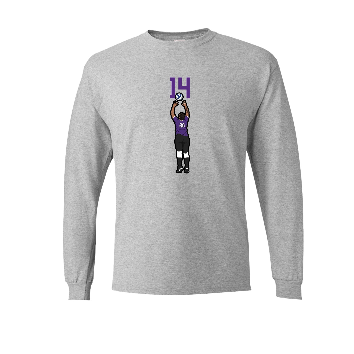 Long Sleeve Tee — Number Top in Grey