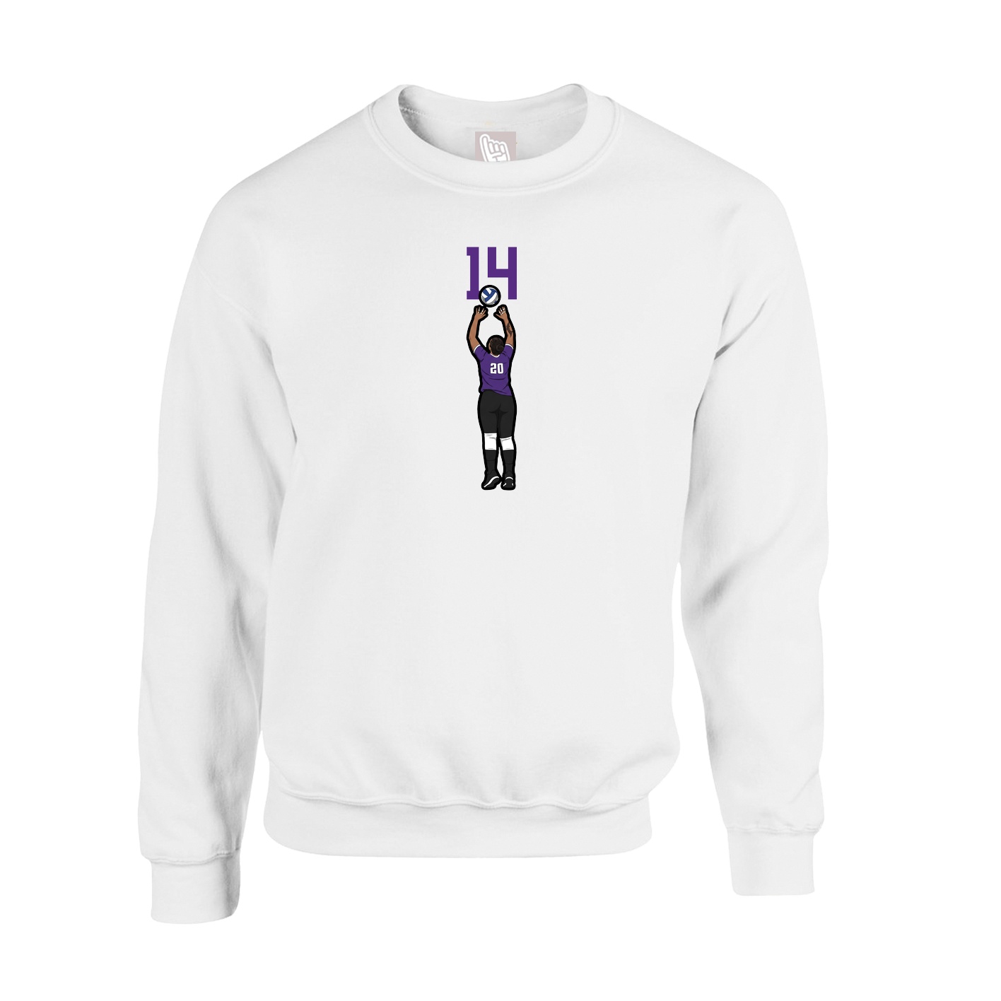Fleece Crew — Number Top in White