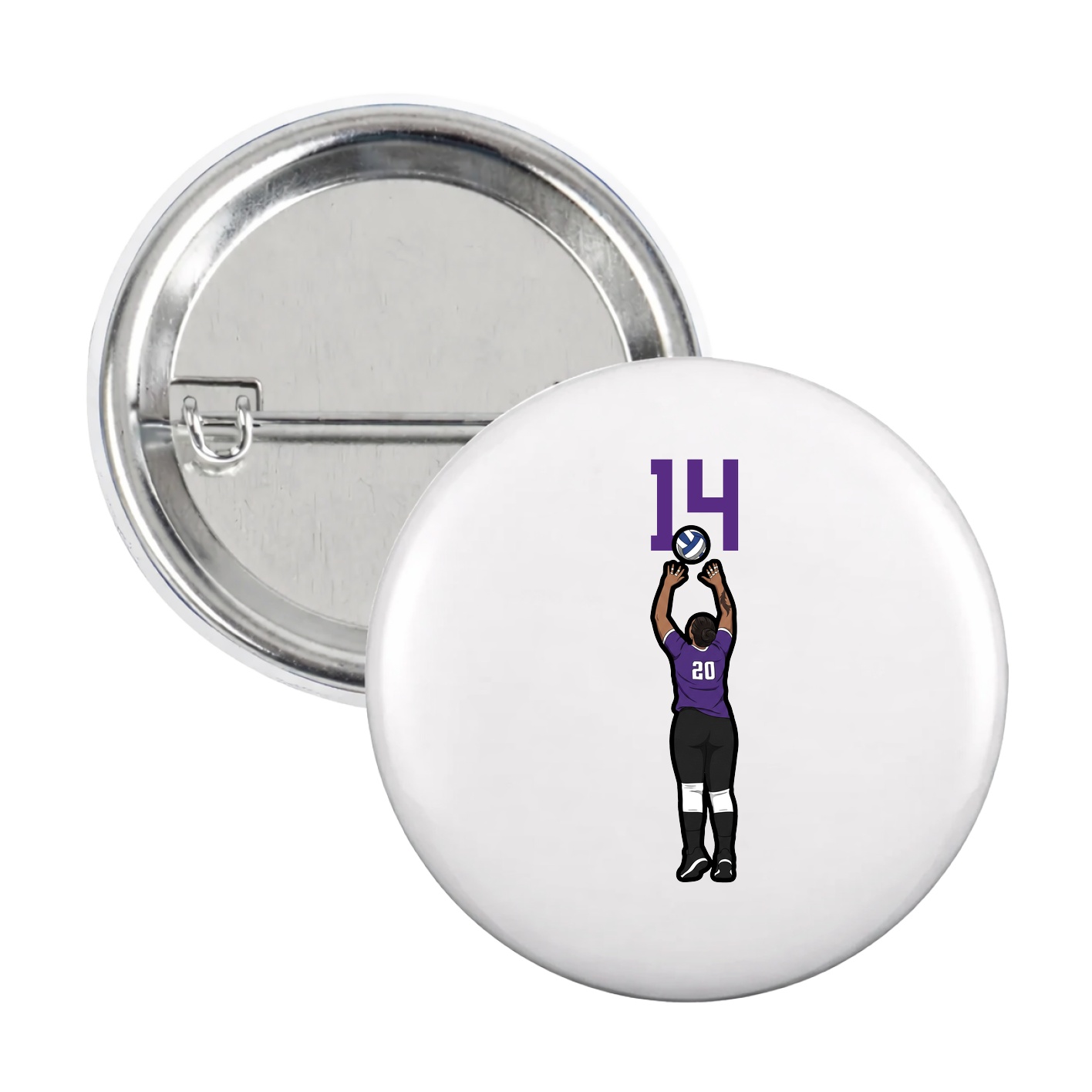 Game Day Button — Number Top in White