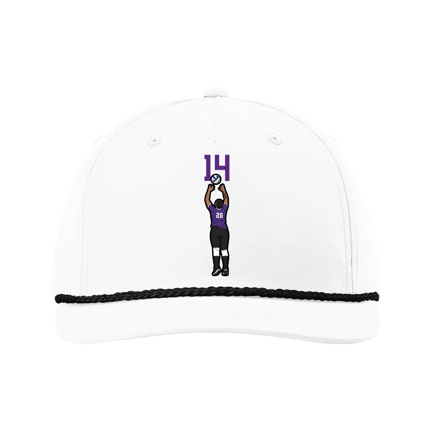 Five-Panel Classic Rope Cap — Number Top in White
