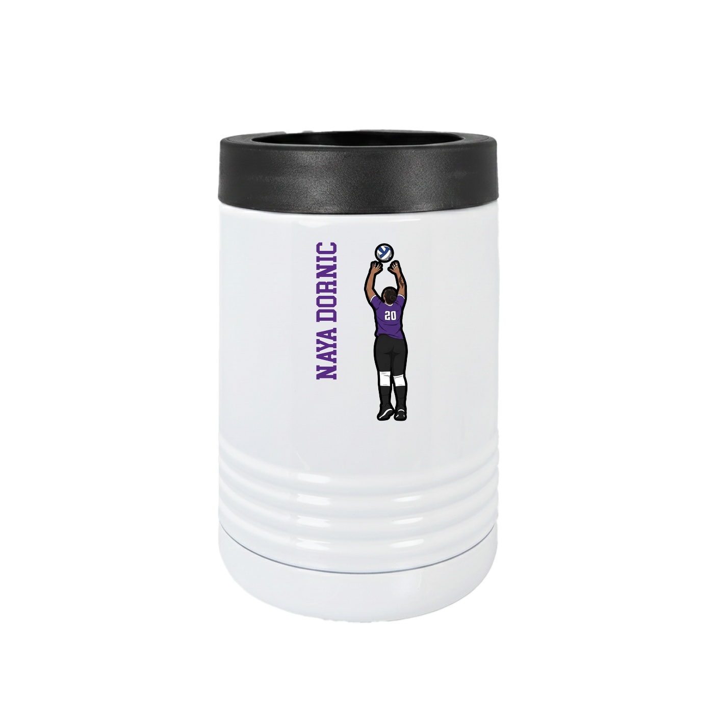Beverage Holder — Name Vertical in White