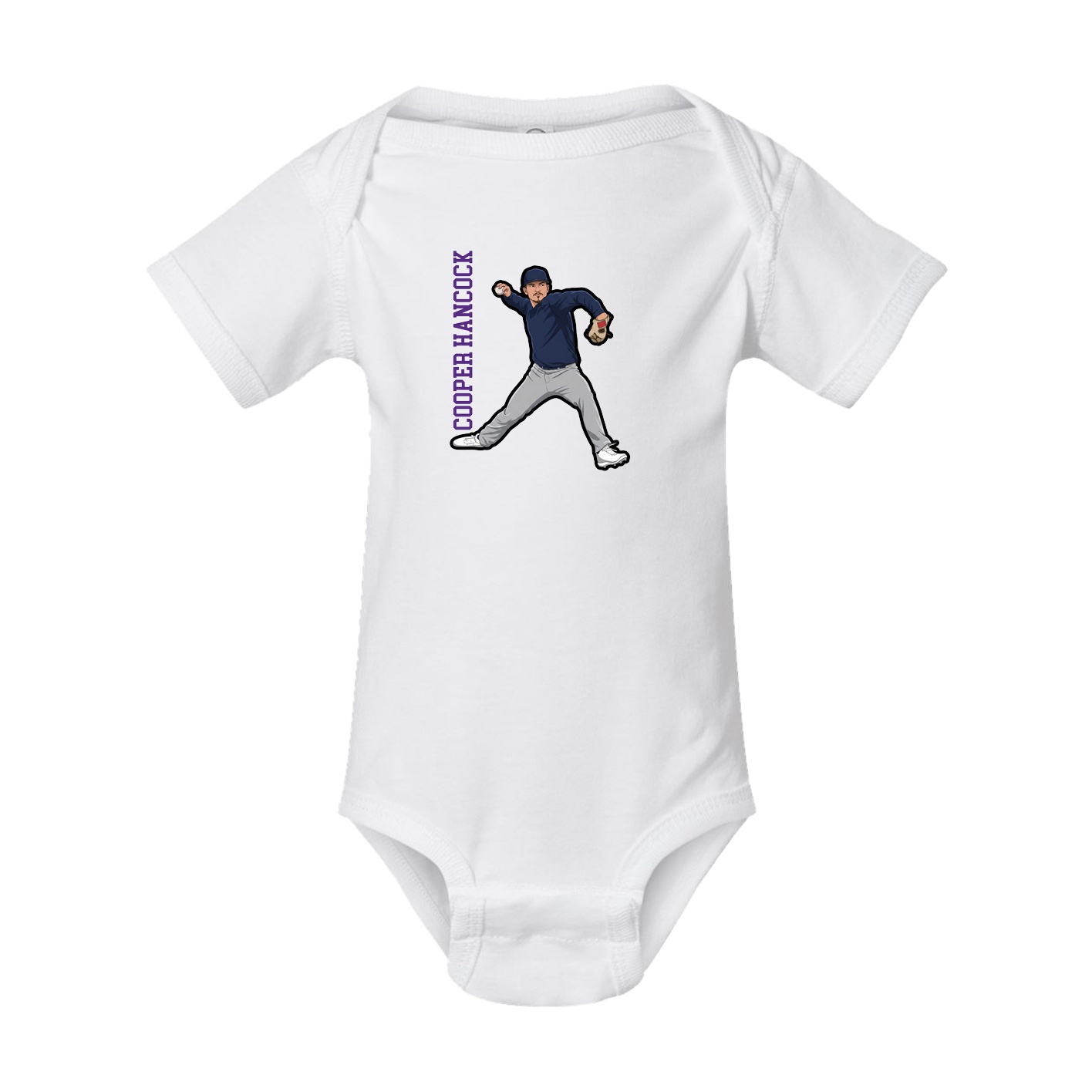 Baby Onesie — Name Vertical in White