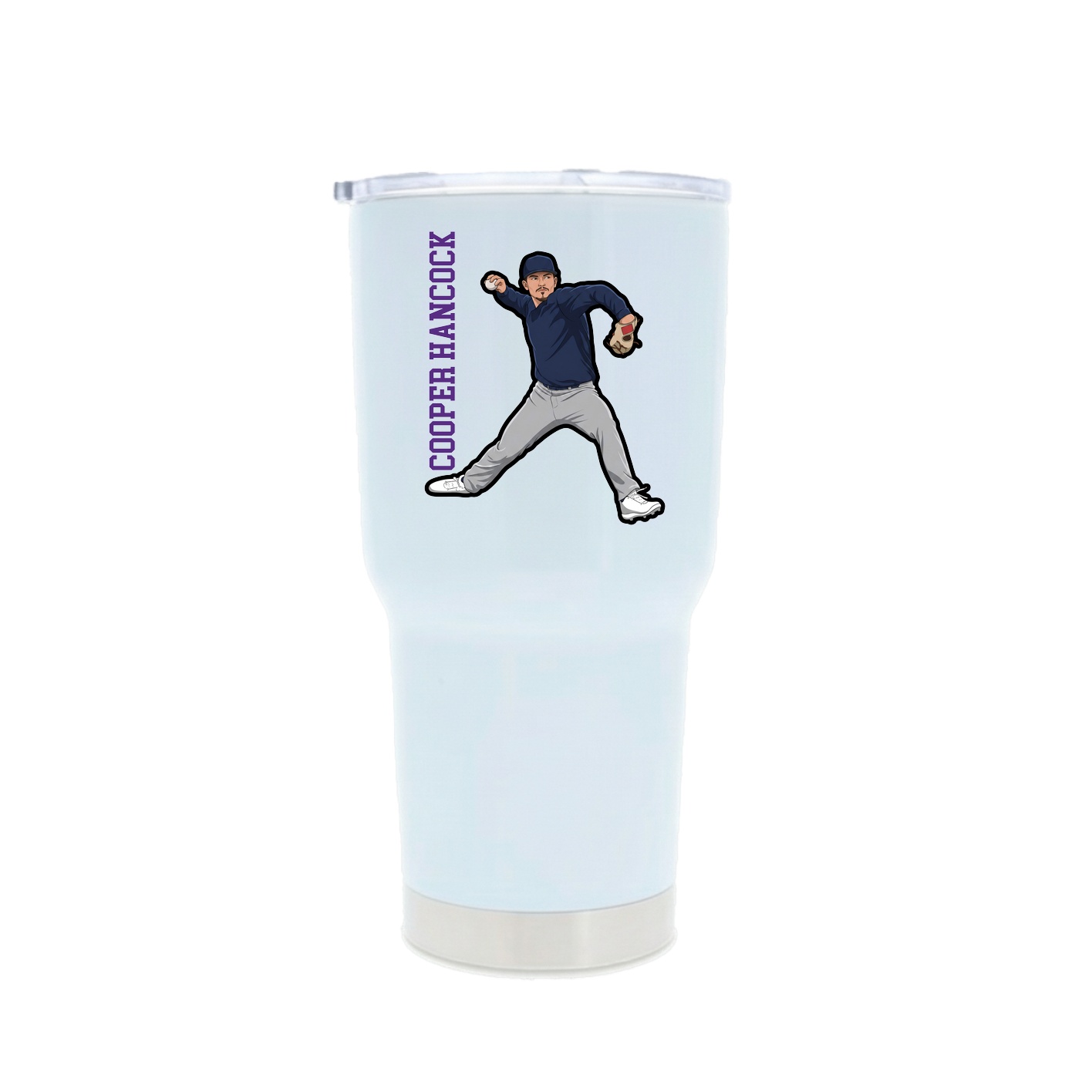 30oz Stainless Steel Tumbler — Name Vertical in White