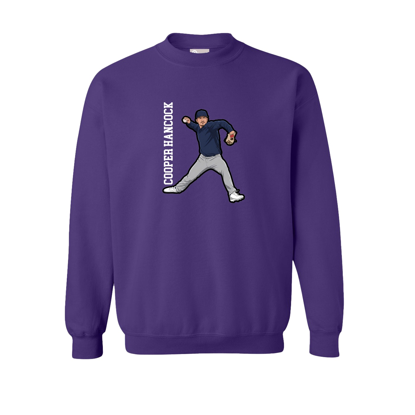 Fleece Crew — Name Vertical in Purple