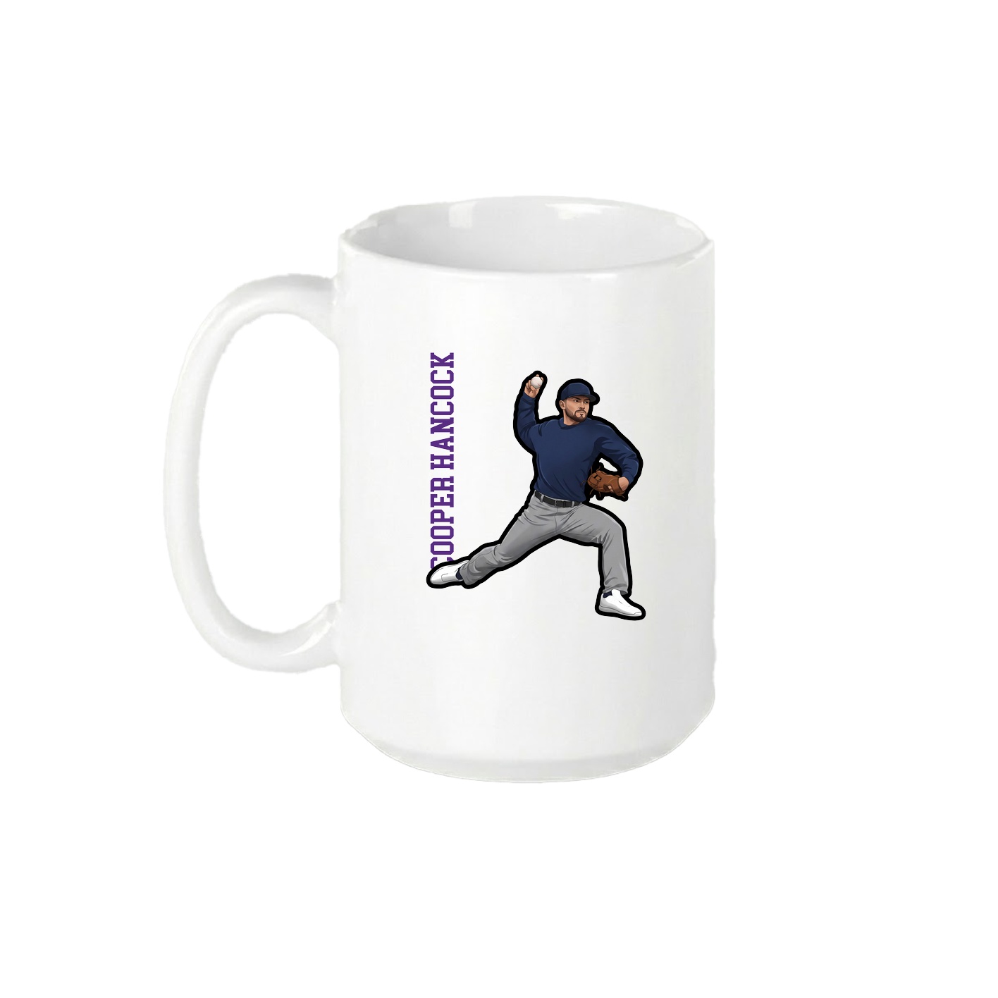 15oz Coffee Mug — Name Vertical in White