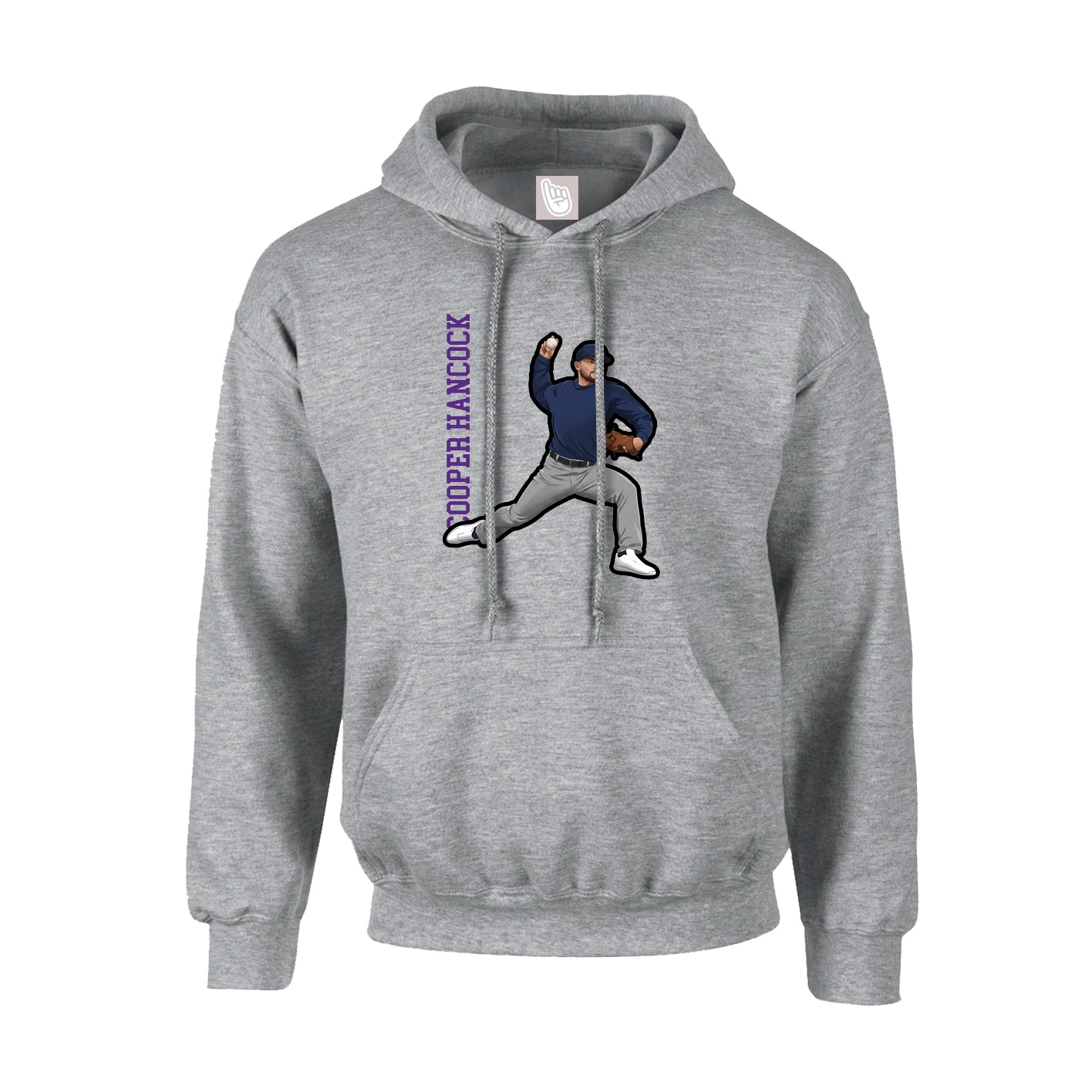 Youth Hoodie — Name Vertical in Grey