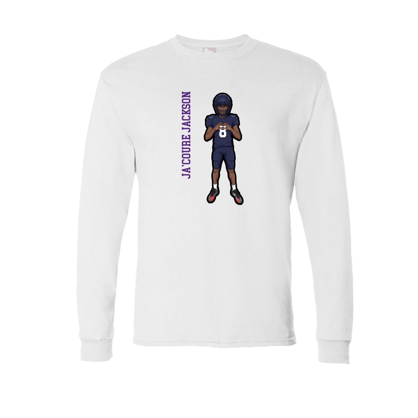 Long Sleeve Tee — Name Vertical in White