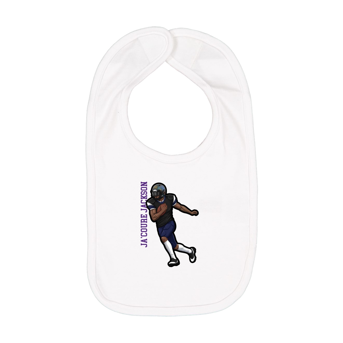 Infant Bib — Name Vertical in White