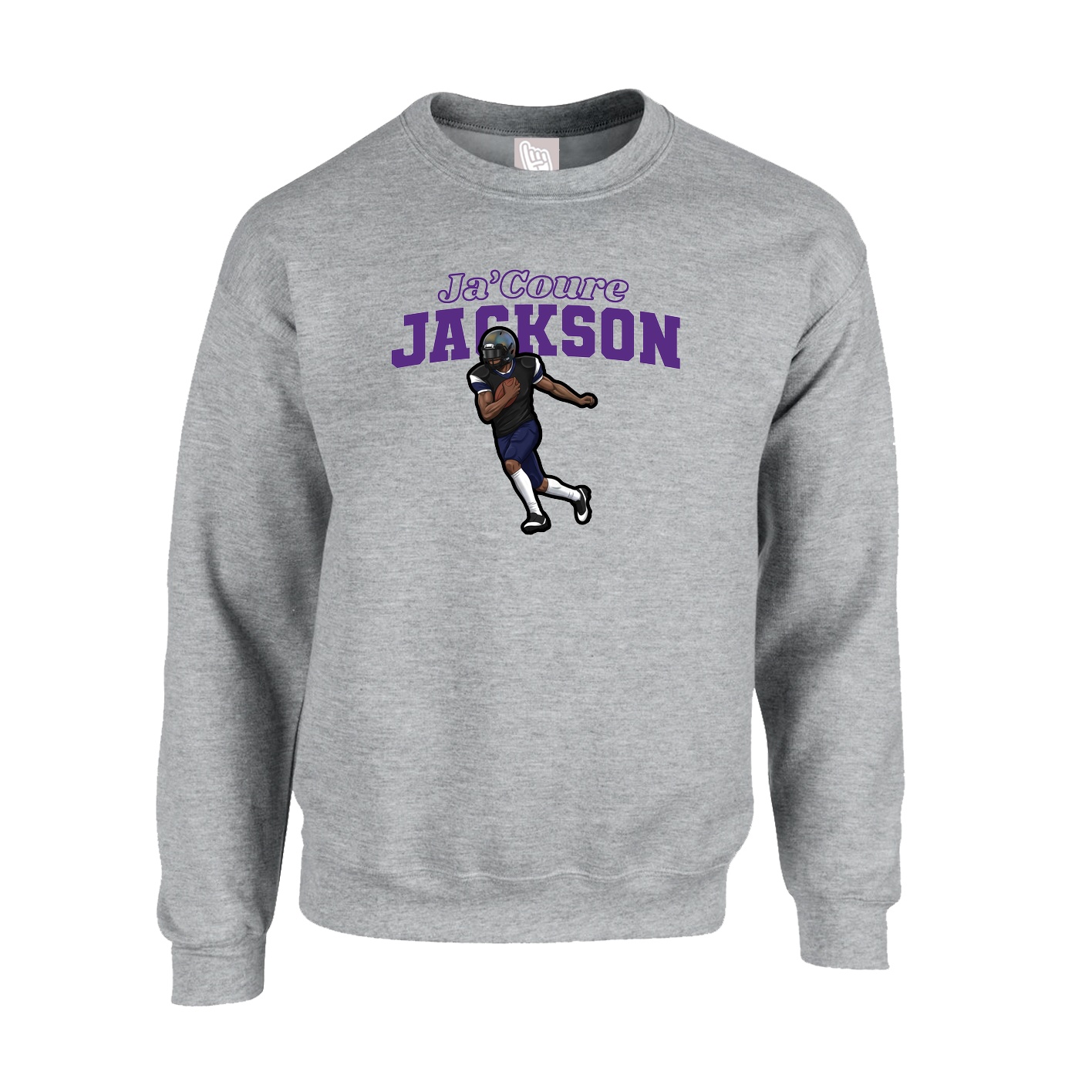Fleece Crew — Name Arch in Grey