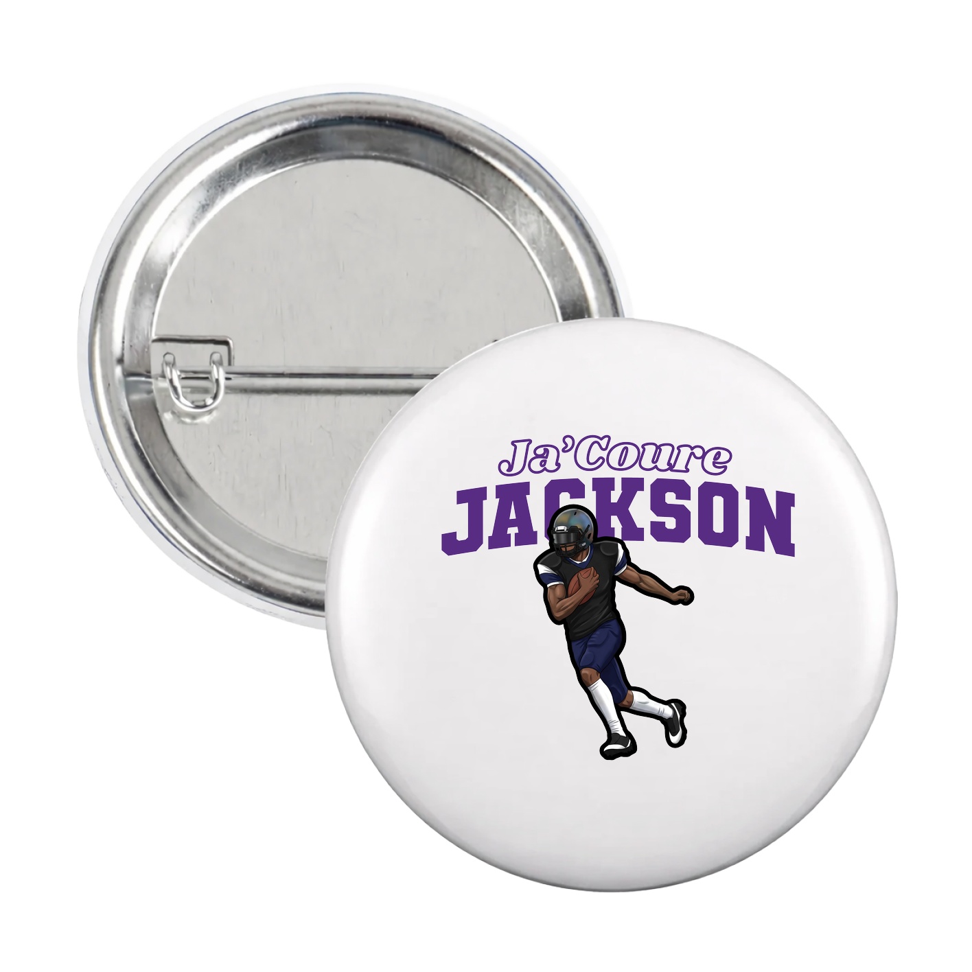Game Day Button — Name Arch in White