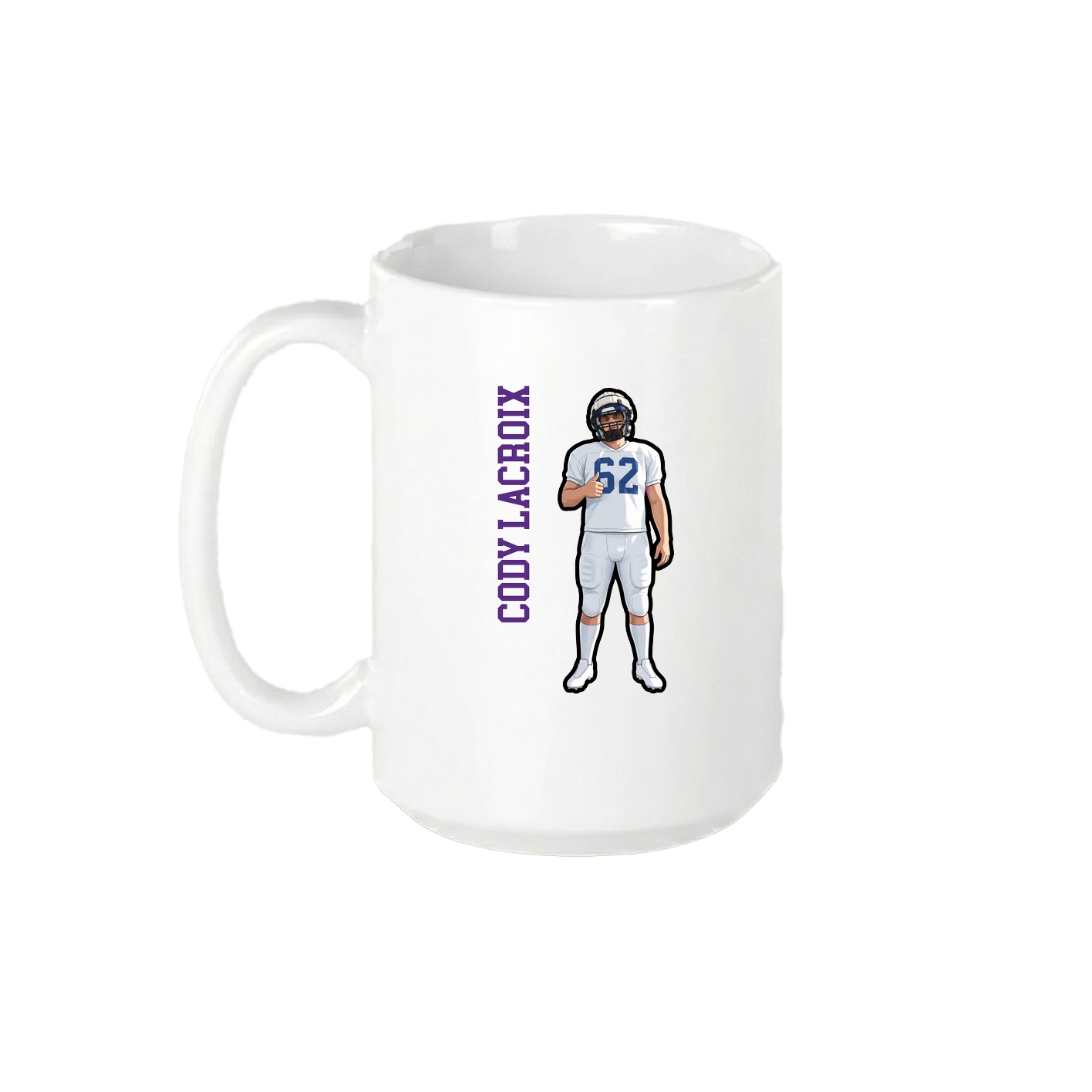 15oz Coffee Mug — Name Vertical in White