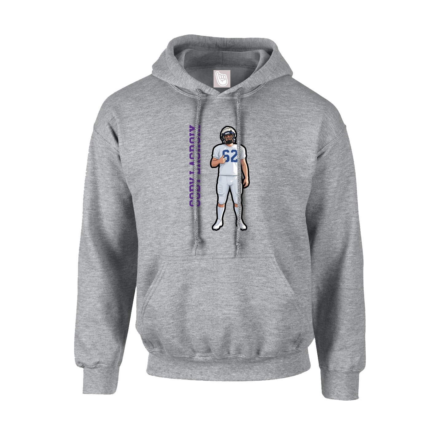 Hoodie — Name Vertical in Grey