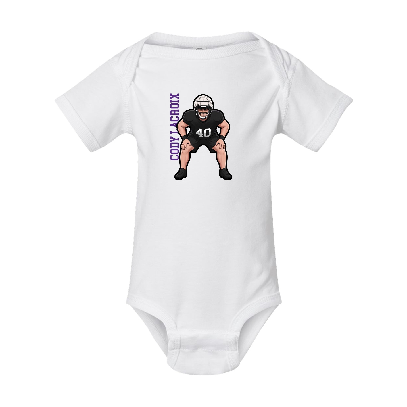 Baby Onesie — Name Vertical in White