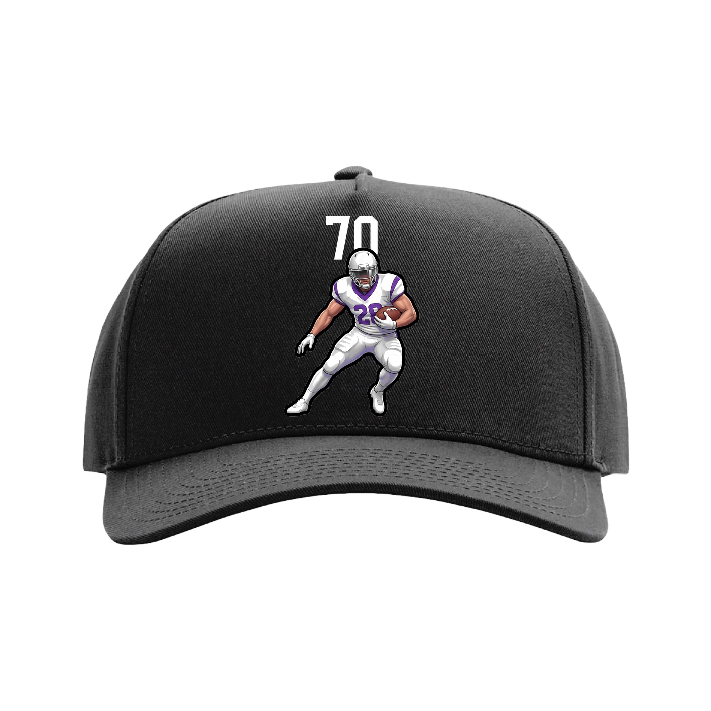 Full Fabric Five-Panel Champ Cap — Number Top in Black