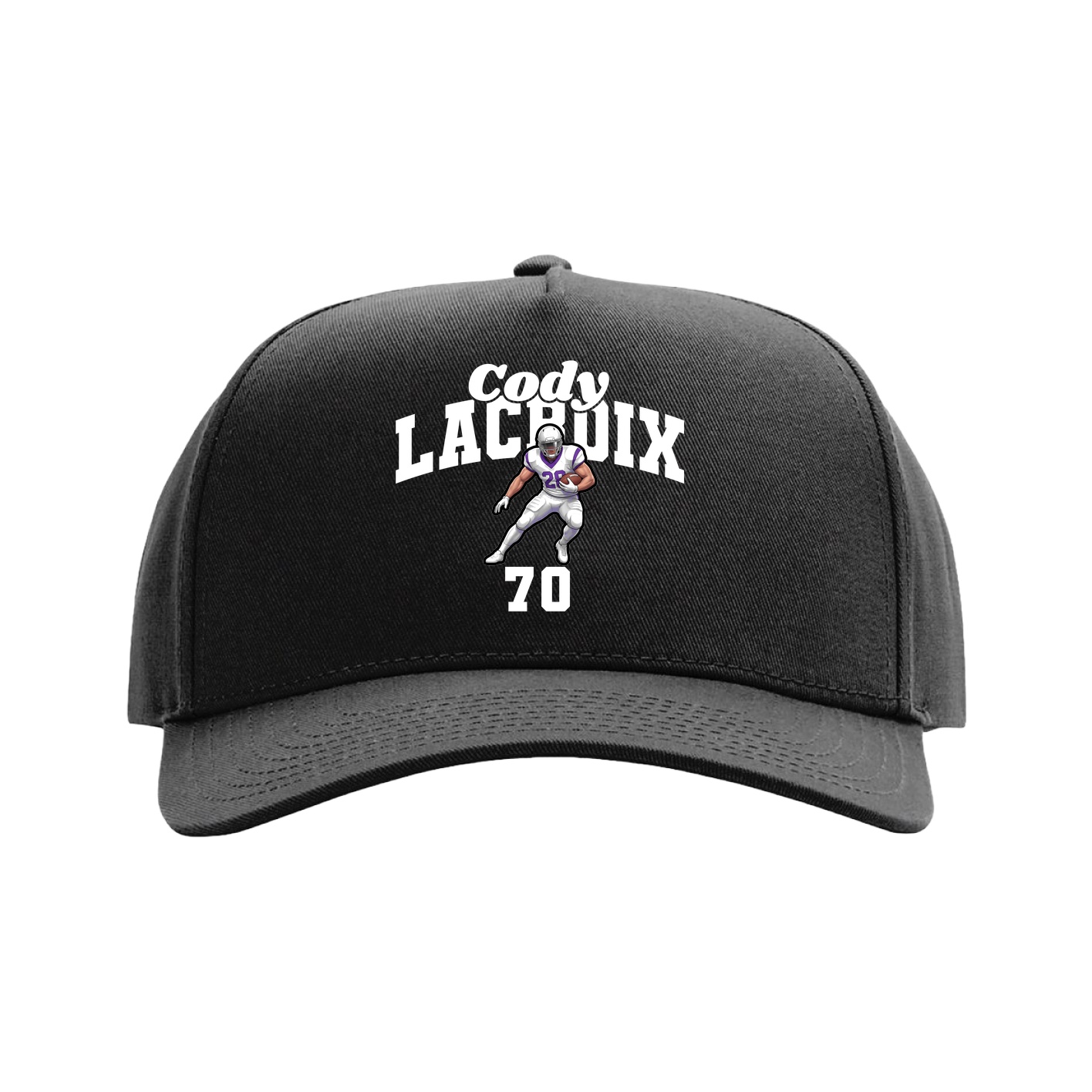 Full Fabric Five-Panel Champ Cap — Signature Arch in Black