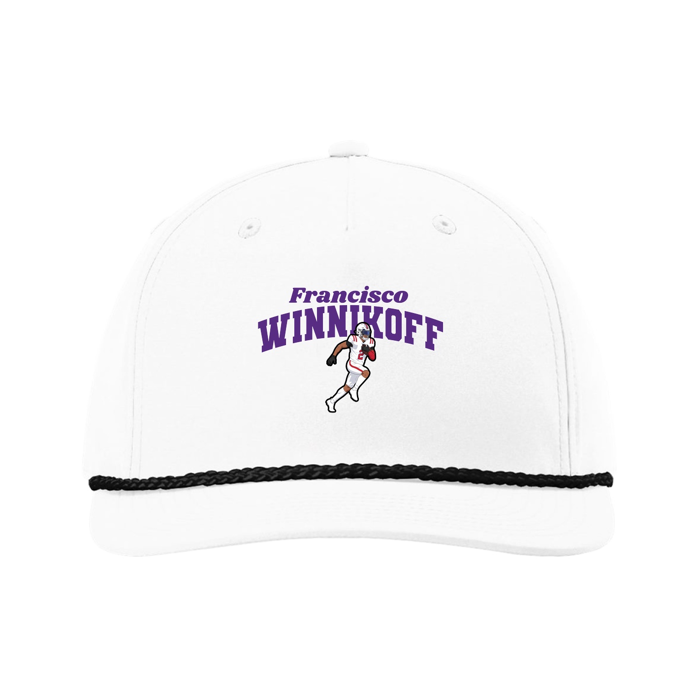 Five-Panel Classic Rope Cap — Signature Arch in White