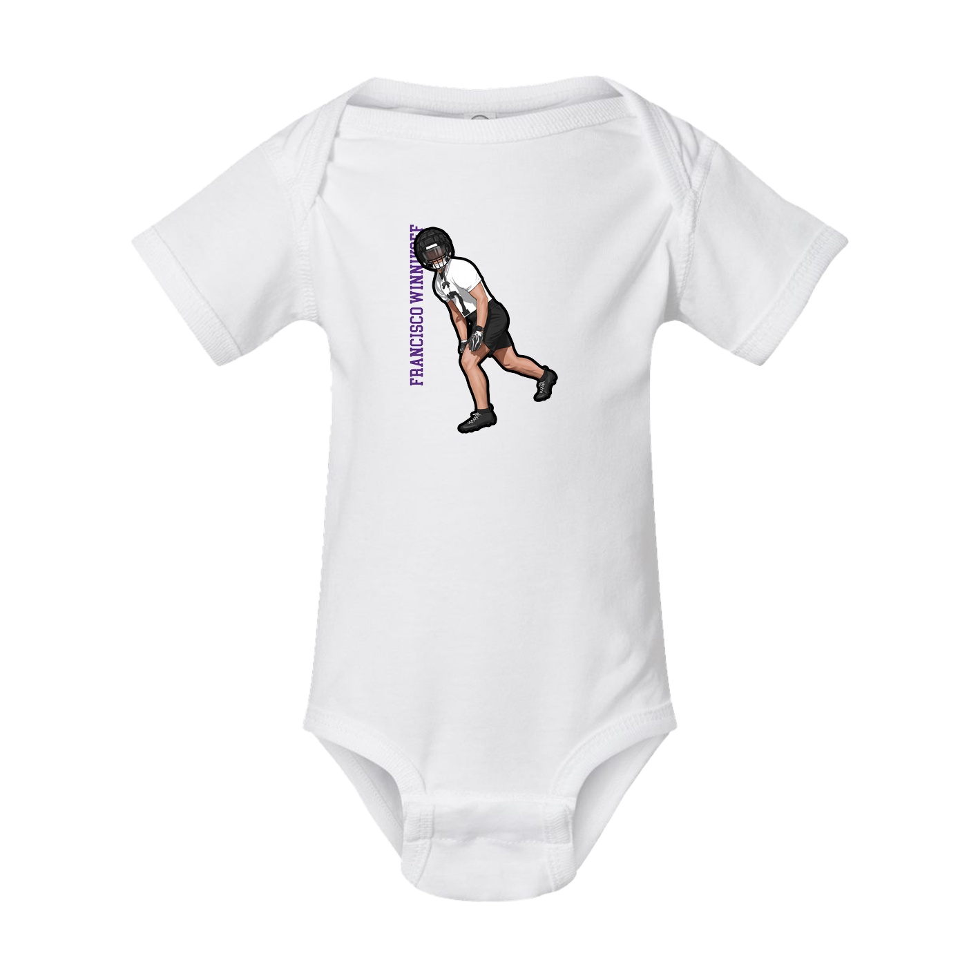 Baby Onesie — Name Vertical in White