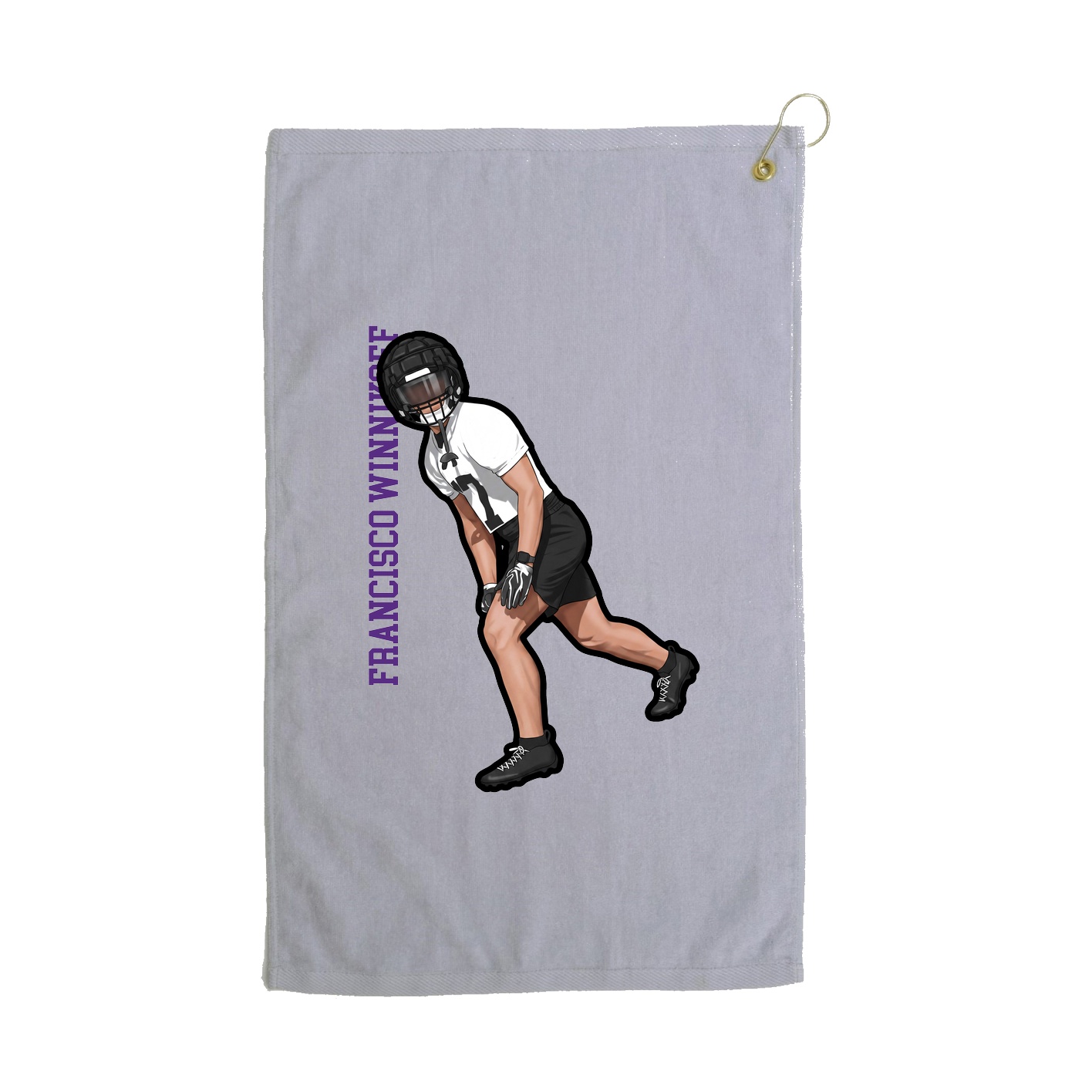 Golf Towel — Name Vertical in Grey