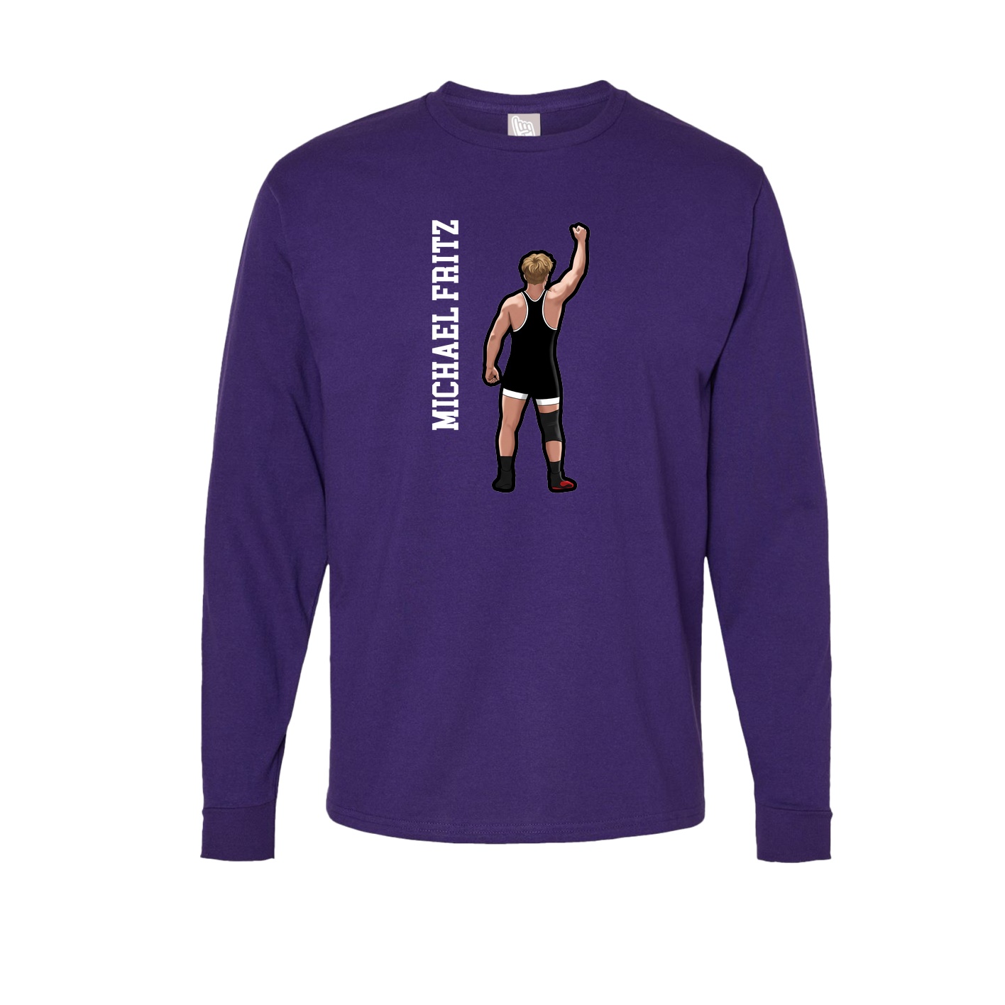 Long Sleeve Tee — Name Vertical in Purple