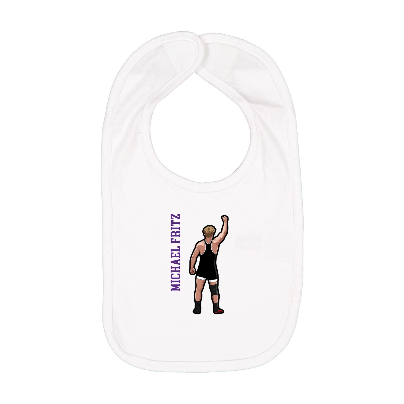 Infant Bib — Name Vertical in White