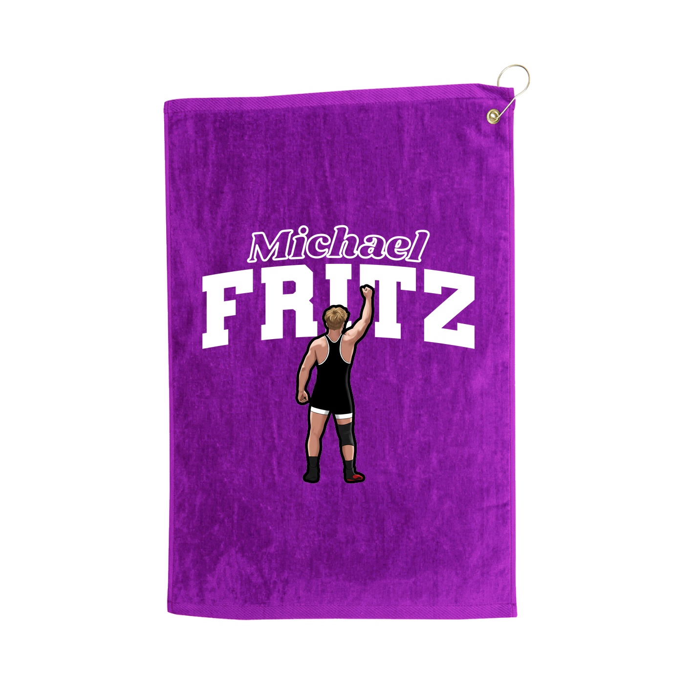 Golf Towel — Name Arch in Purple